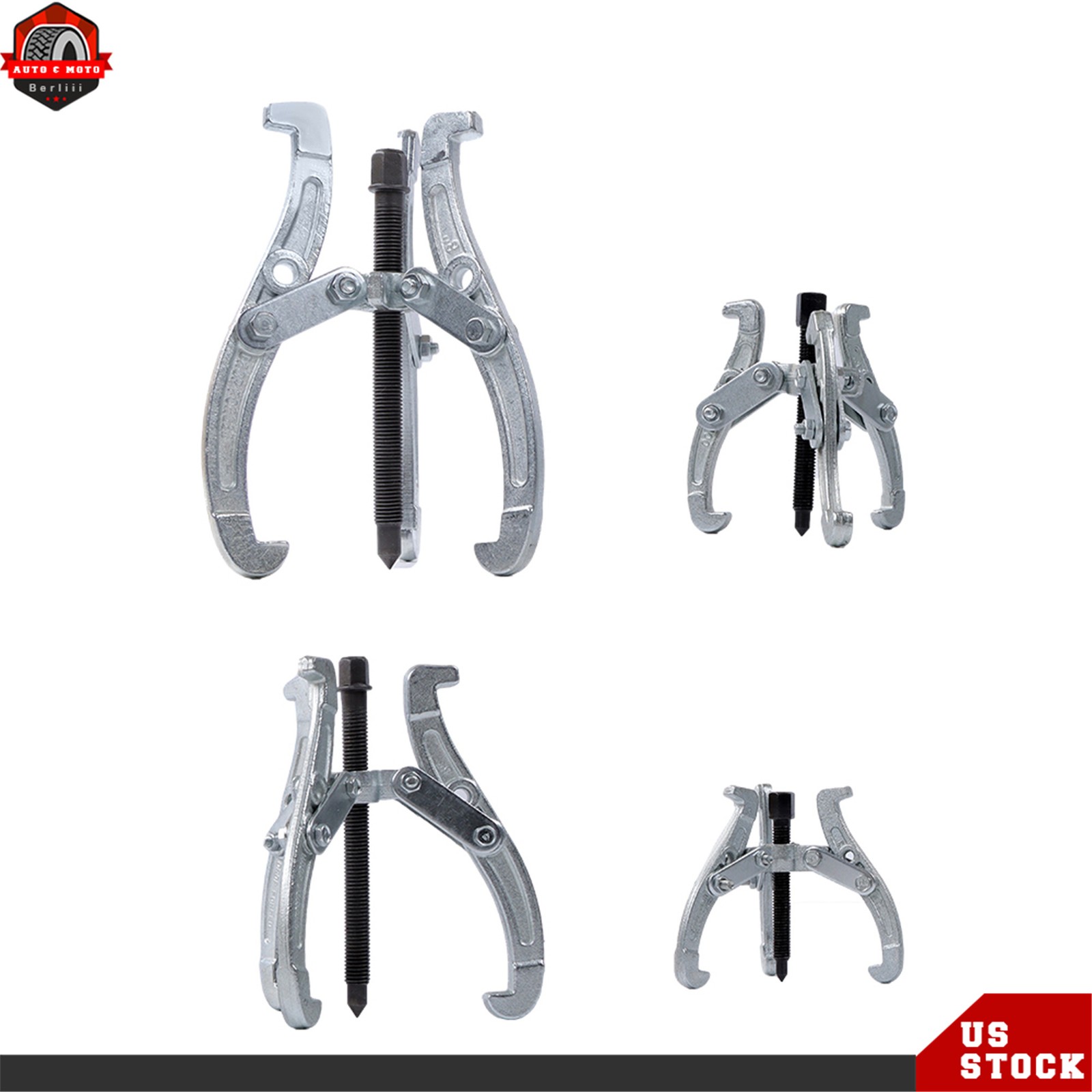 Gear Puller Set 3″ 4″ 6″ 8″ 3-Jaw Bearing Puller Wheel Gear Pulley 4 Pcs