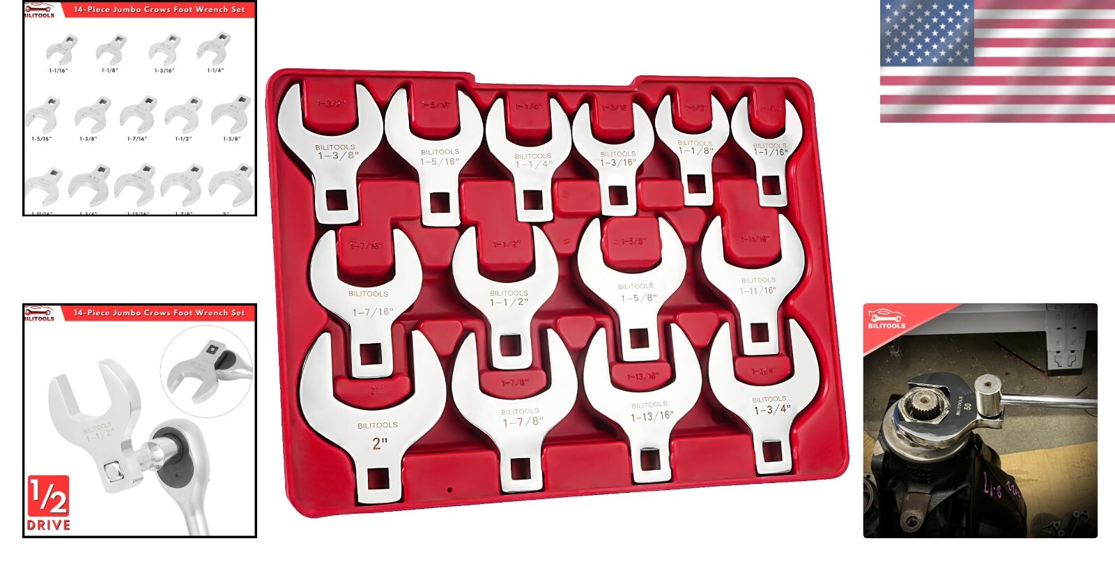 14-Piece Jumbo Crowfoot Wrench Set for Tight Spaces & Corrosion Resistance^