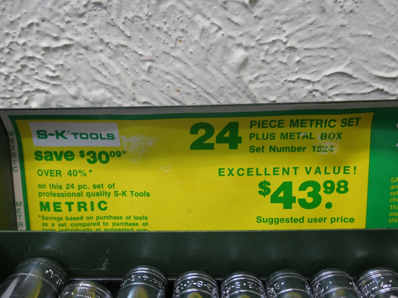 S.K 20pc Socket Set 3/8″ DRIVE 12pt Metric MADE IN USA W/Metal Case