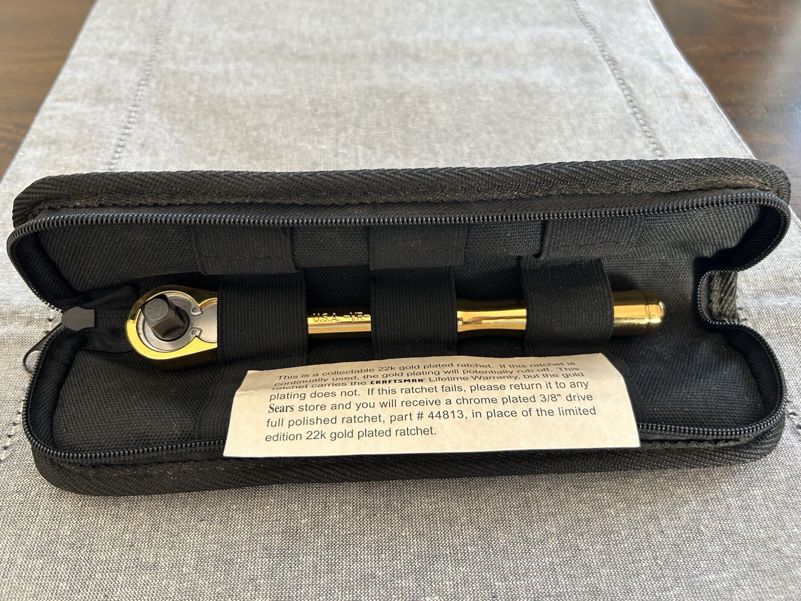 NOS 🔥 Sears Craftsman USA 75th Anniversary 22k Gold VR 44813 Ratchet/Pouch LC26