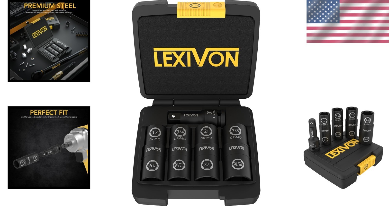 Versatile 6-Piece Impact Socket Set with Flip Socket Design | Lifetime