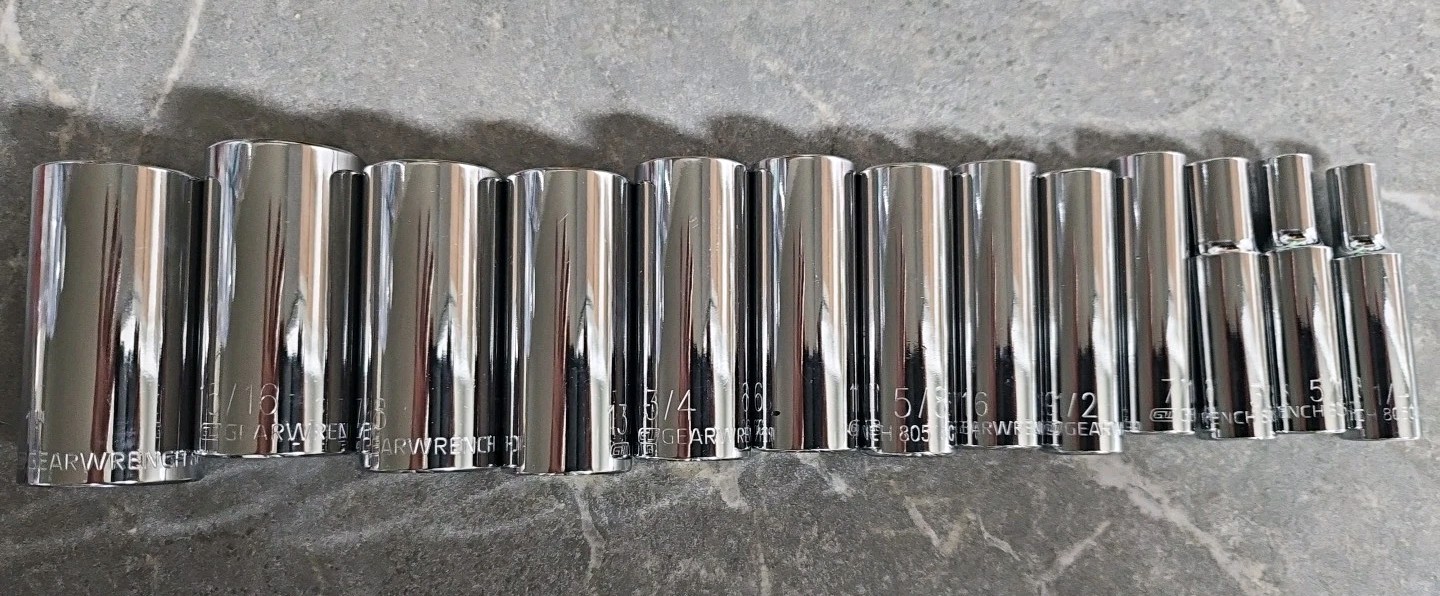 GearWrench 13 Piece 3/8″ Drive SAE Deep Socket Set 12 Point 80563