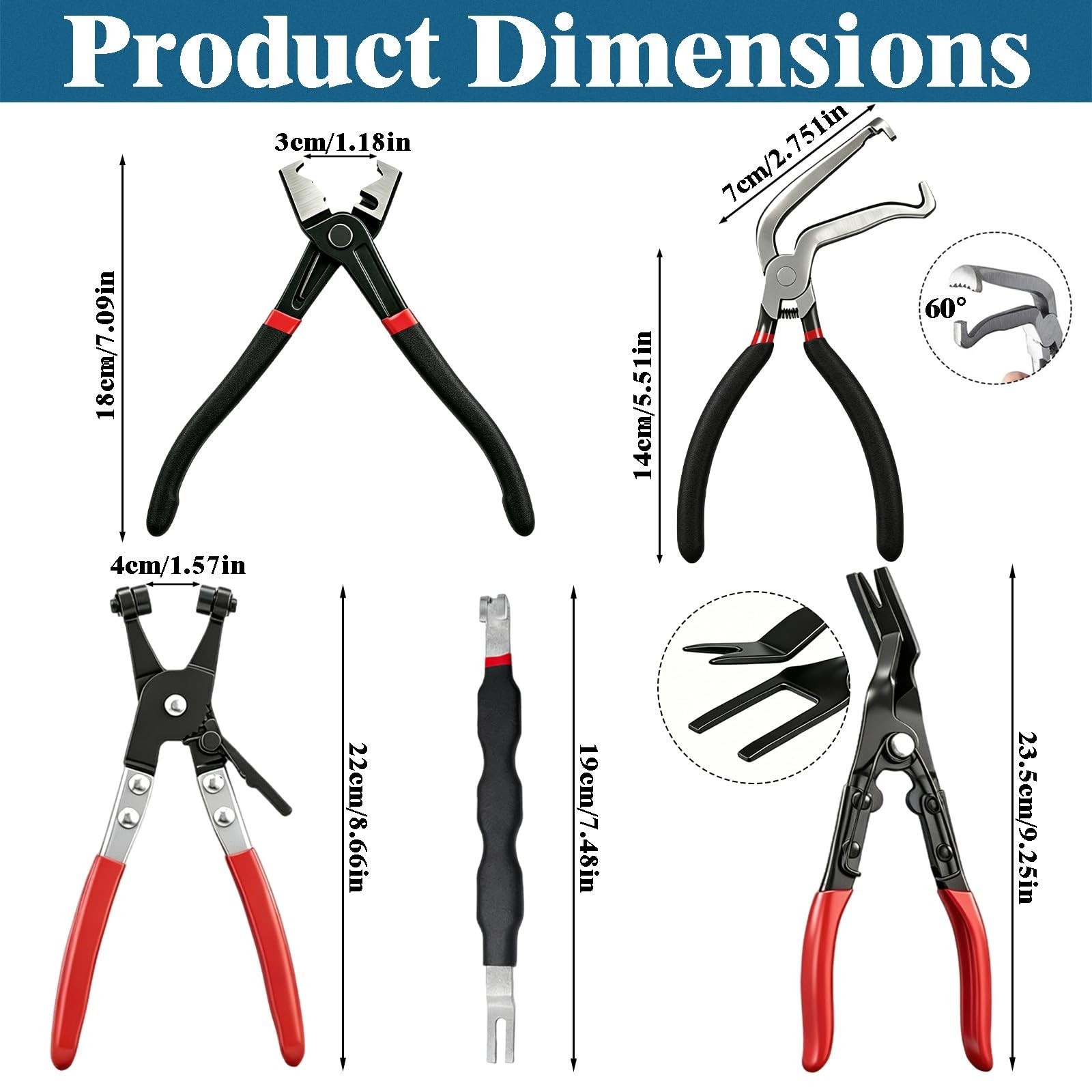 5PCS Automotive Electrical Disconnect Tool Set, Connector Removal & Hose Clamp P
