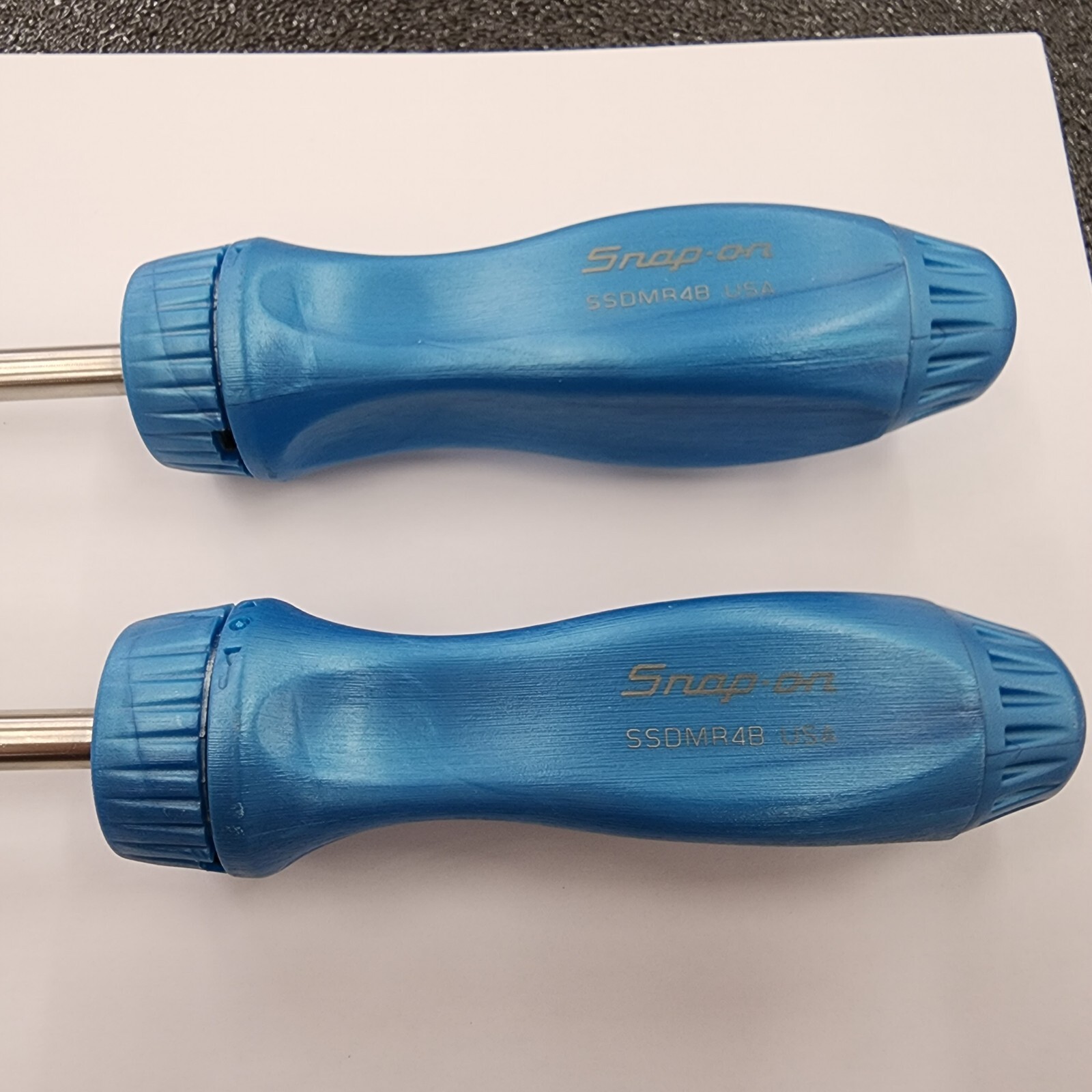 Snap-on Tools NEW 2pc PEARL BLUE Ratcheting Screwdriver Set SSDMR4BPB SSDMR8APB