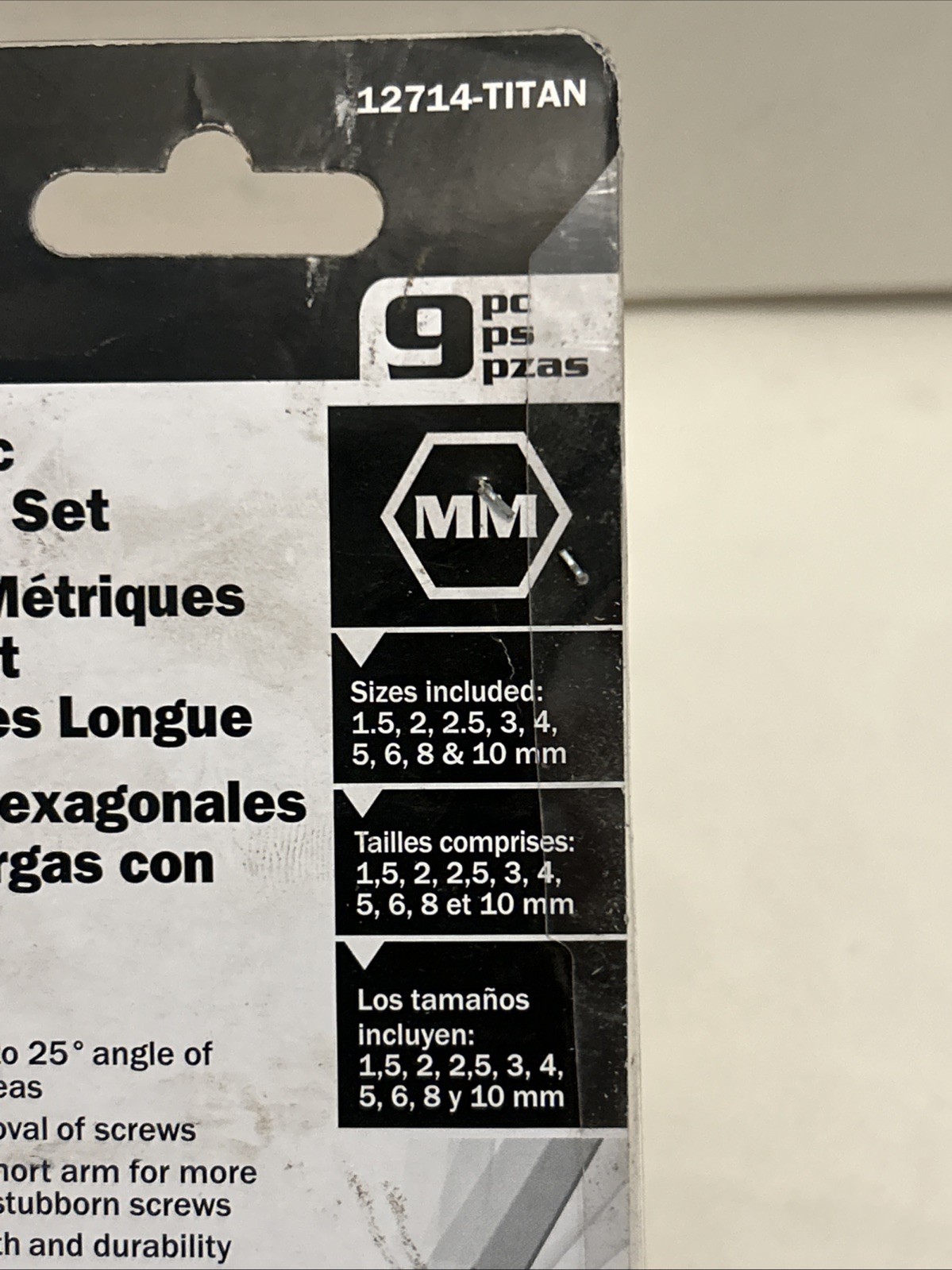 Titan Tools 12714 9 Pc. Extra Long Metric Ball End Hex Key Set
