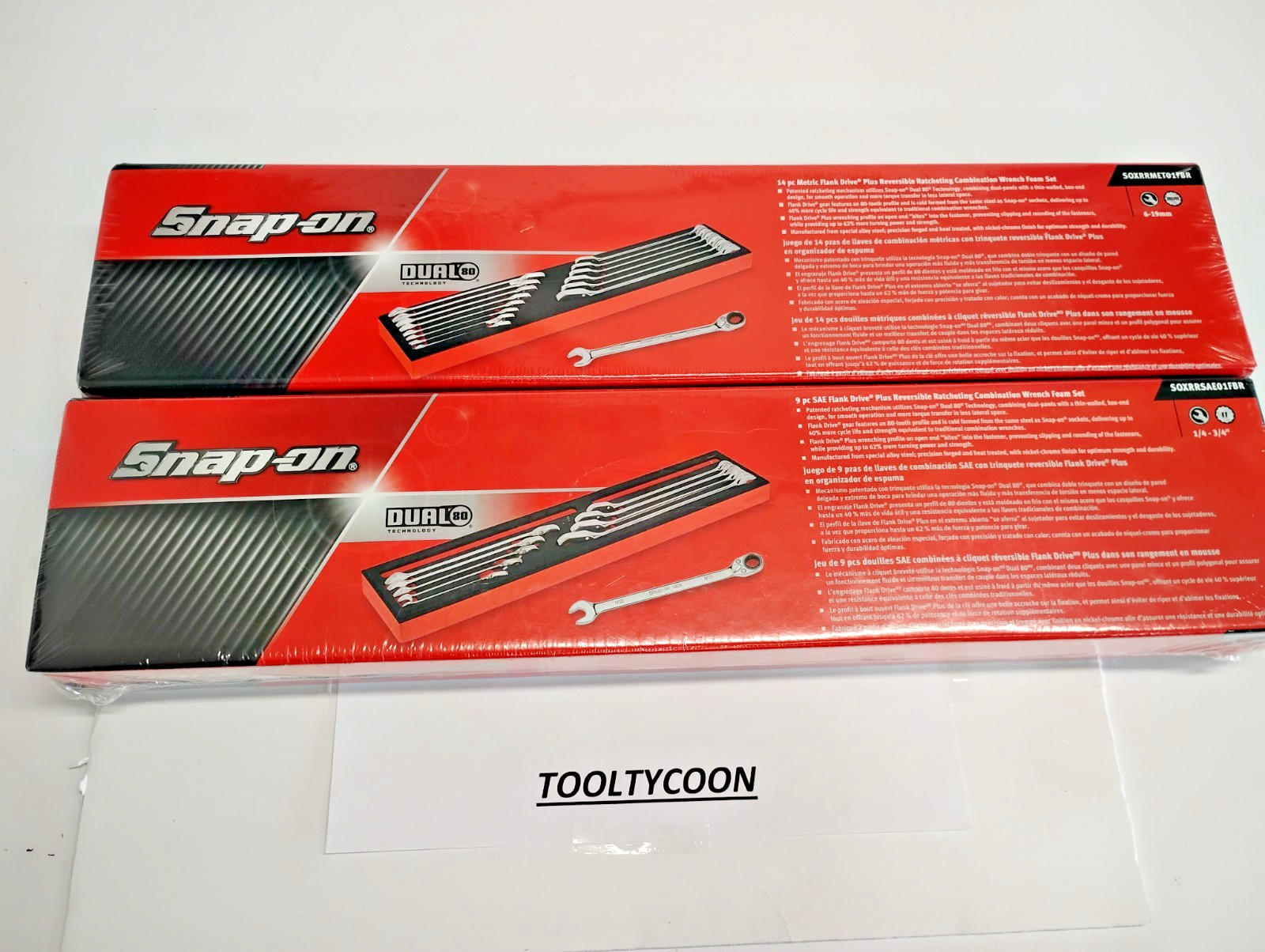 Snap-on Tools NEW 23pc Metric & SAE Reversible Ratcheting Combo Wrench Foam Set