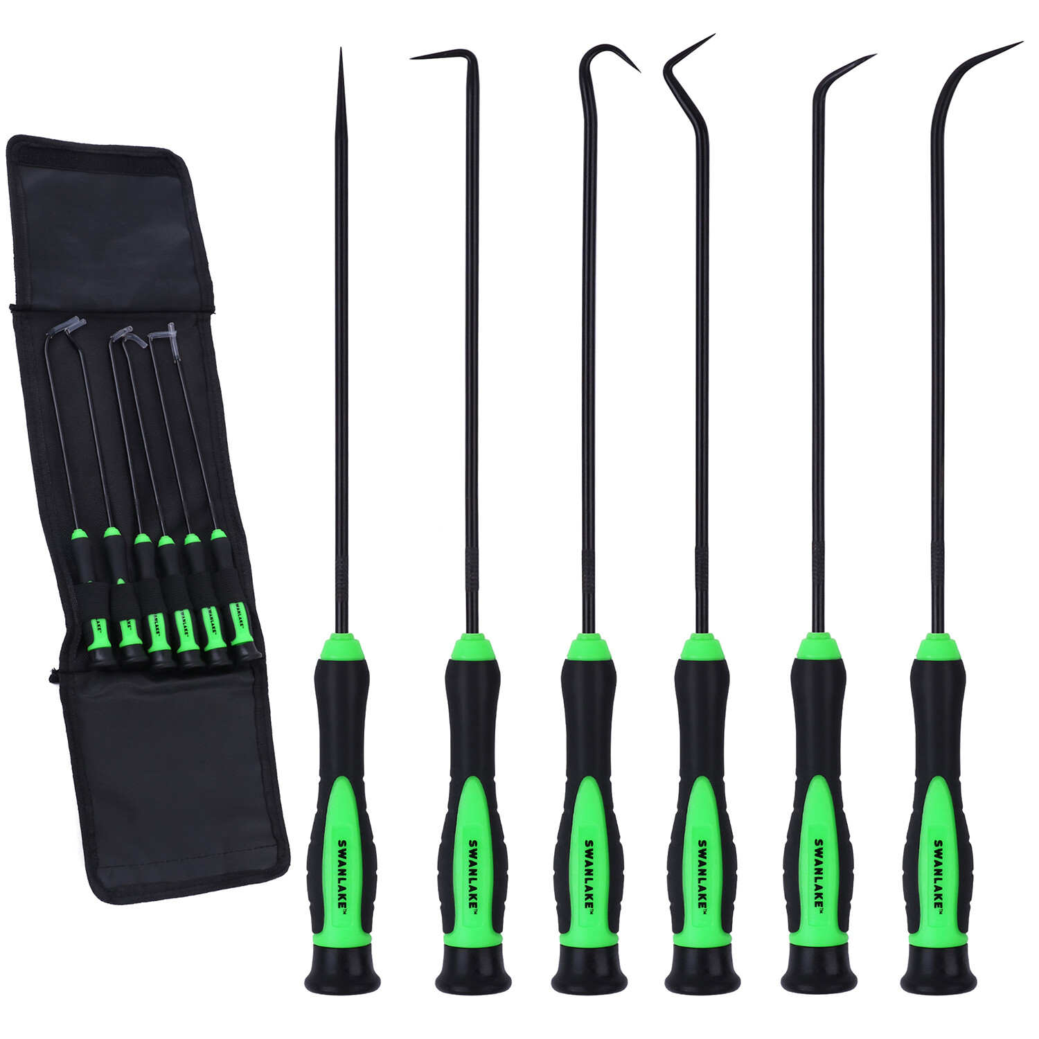 6pc Pick & Hook Set Extra Long O-Ring Seal Remover 9″ Soft Grip Assorted Shapes
