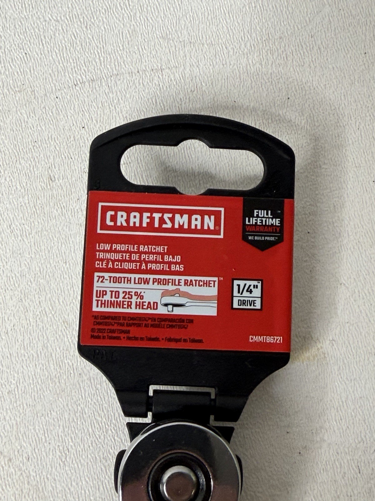 CRAFTSMAN 1/4-in Drive 72-Tooth Quick-Release Ratchet CMMT86721 Low-Profile, NEW