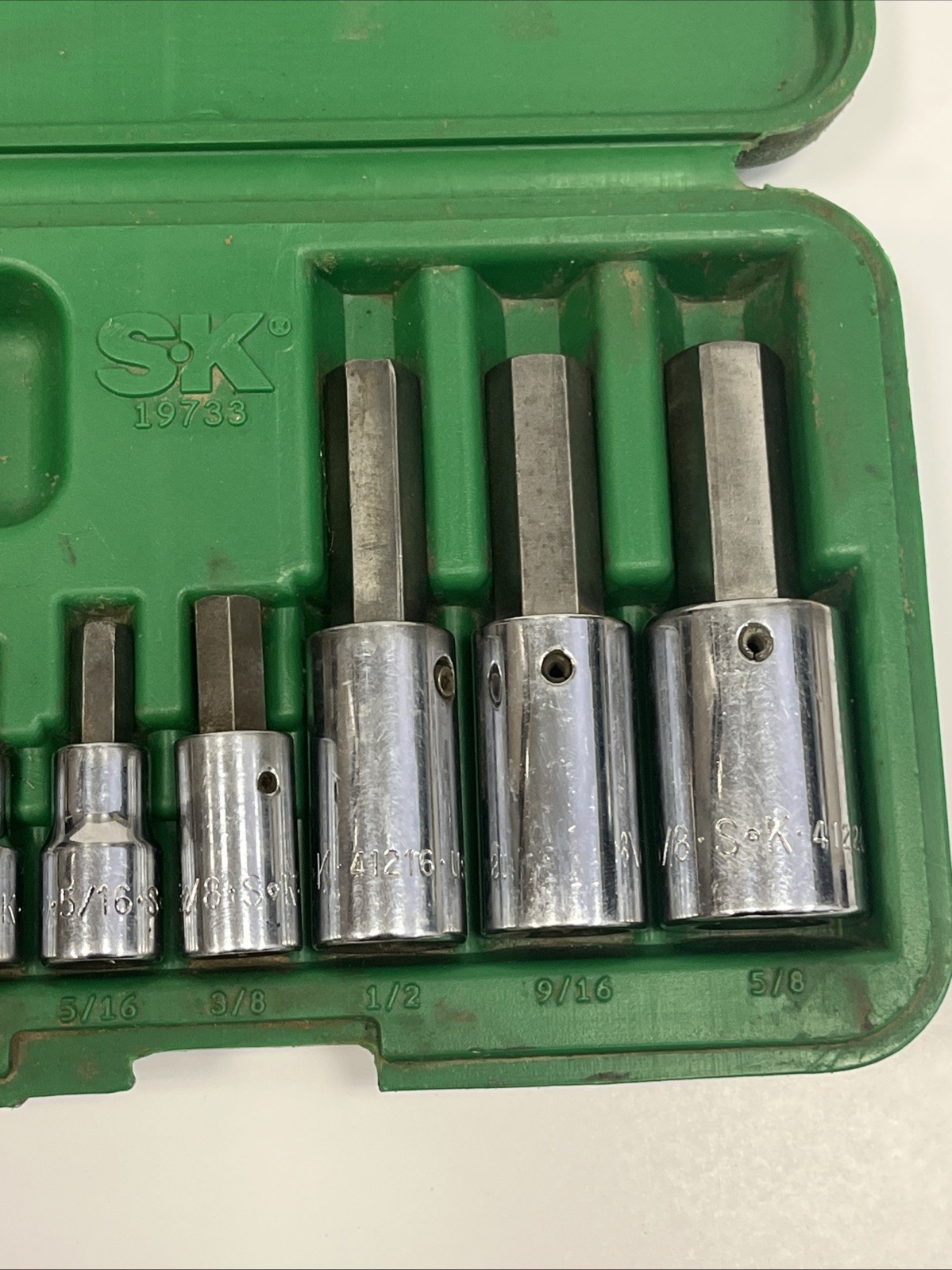 SK Tools USA 19733 9pc SAE 5/32-5/8″ Hex Allen Bit Socket Set w/ Case