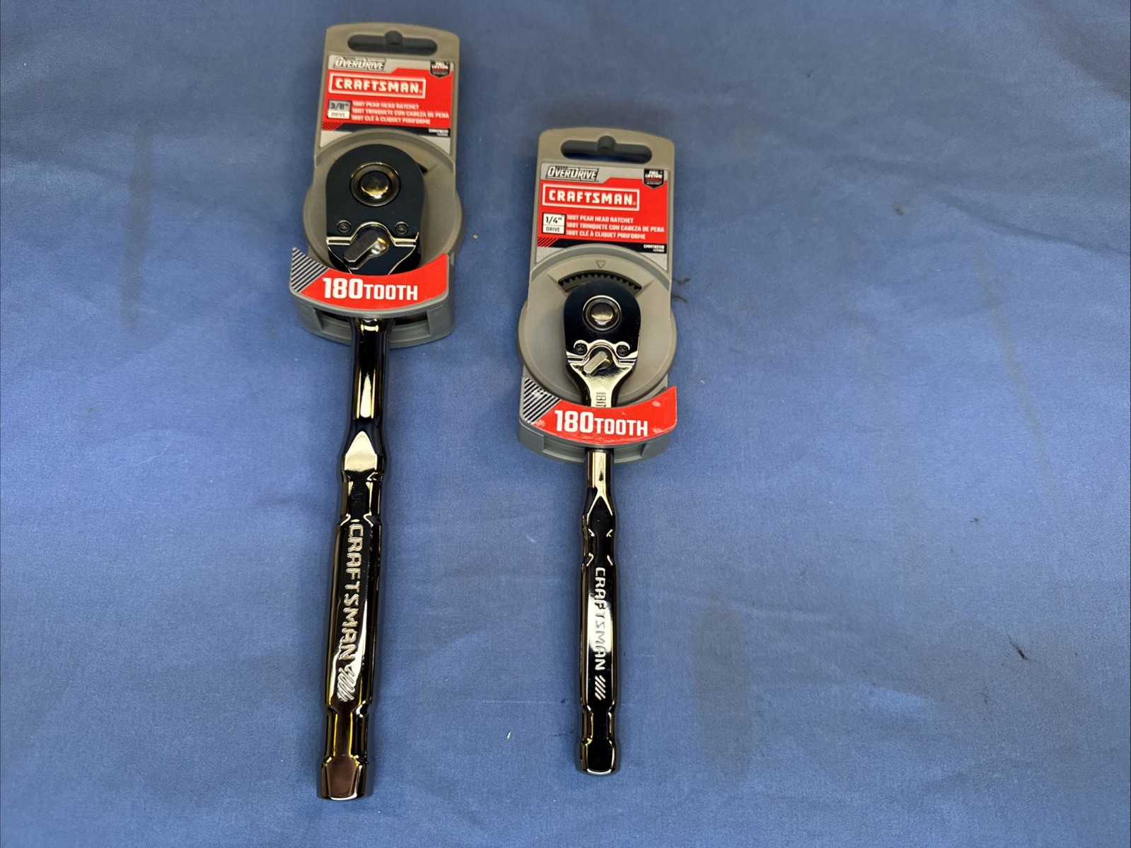 New Craftsman 2 pc. 180 Tooth Overdrive Ratchet Set 3/8″ & 1/4″ Drive~ Gun Metal