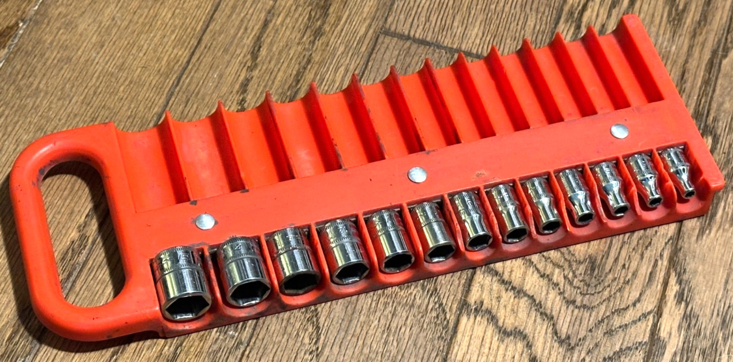 🇺🇸 Snap On Tools 4mm-15mm Metric 1/4” Socket Set 6PT Shallow Lot Magnetic Tray