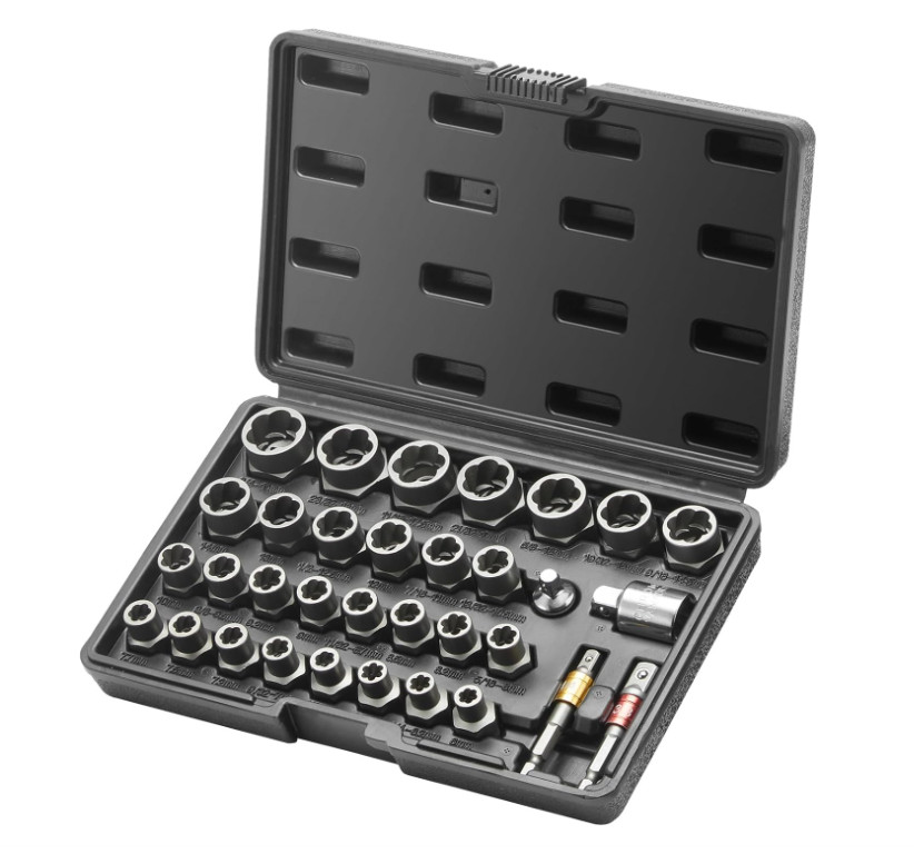 Bolt Extractor Set, 29-Pieces Bolt and Nut Remover Socket Set with Storage Case