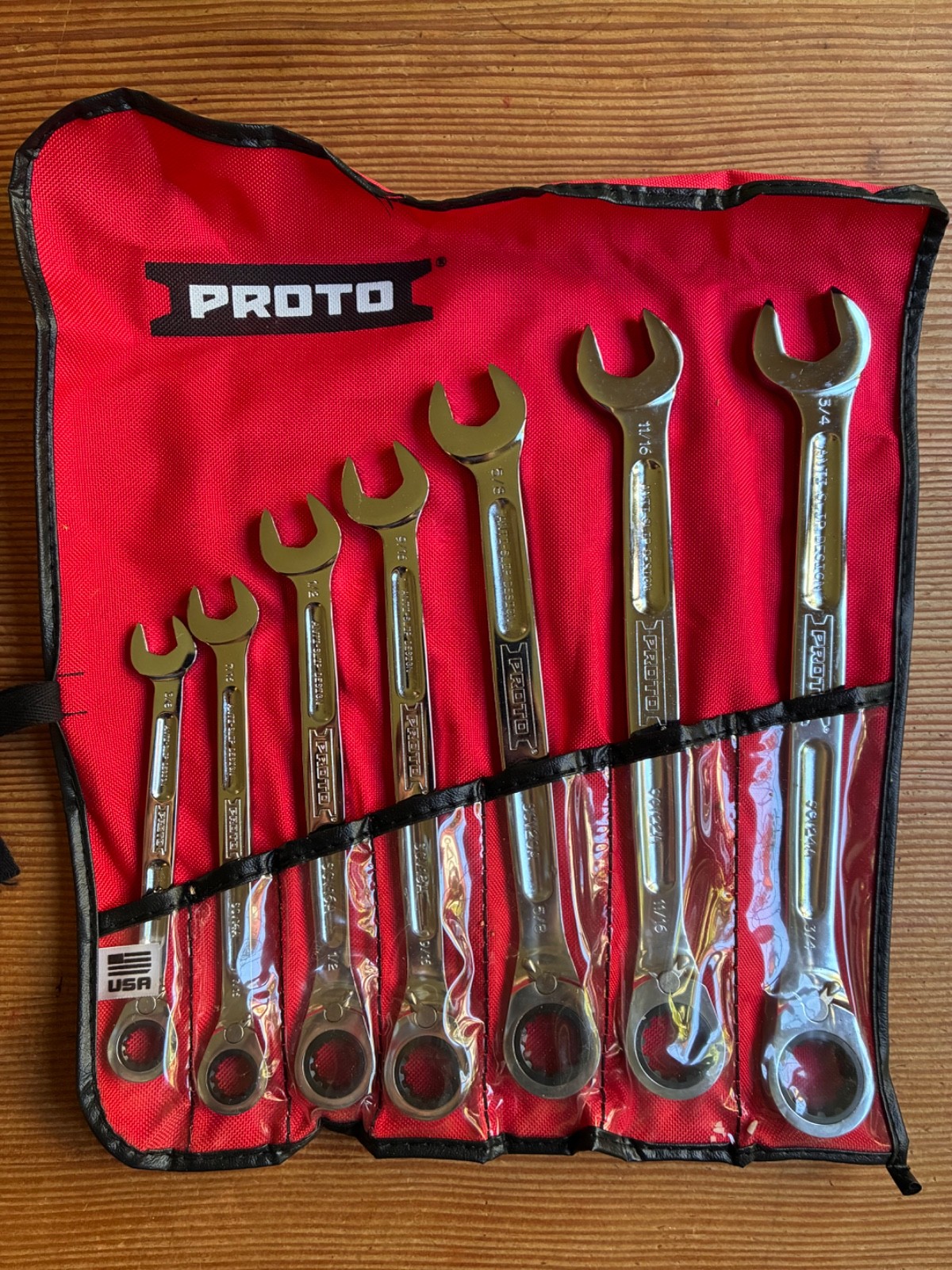 Proto JCUS4967710 7pc Reversible Ratcheting Wrench Set 3/8” – 3/4” MADE IN USA