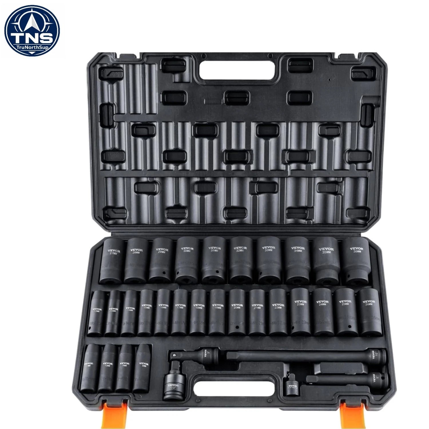 1/2″ Drive Socket Set – 34 Piece Metric Set with Rugged Cr-MO Steel Construction
