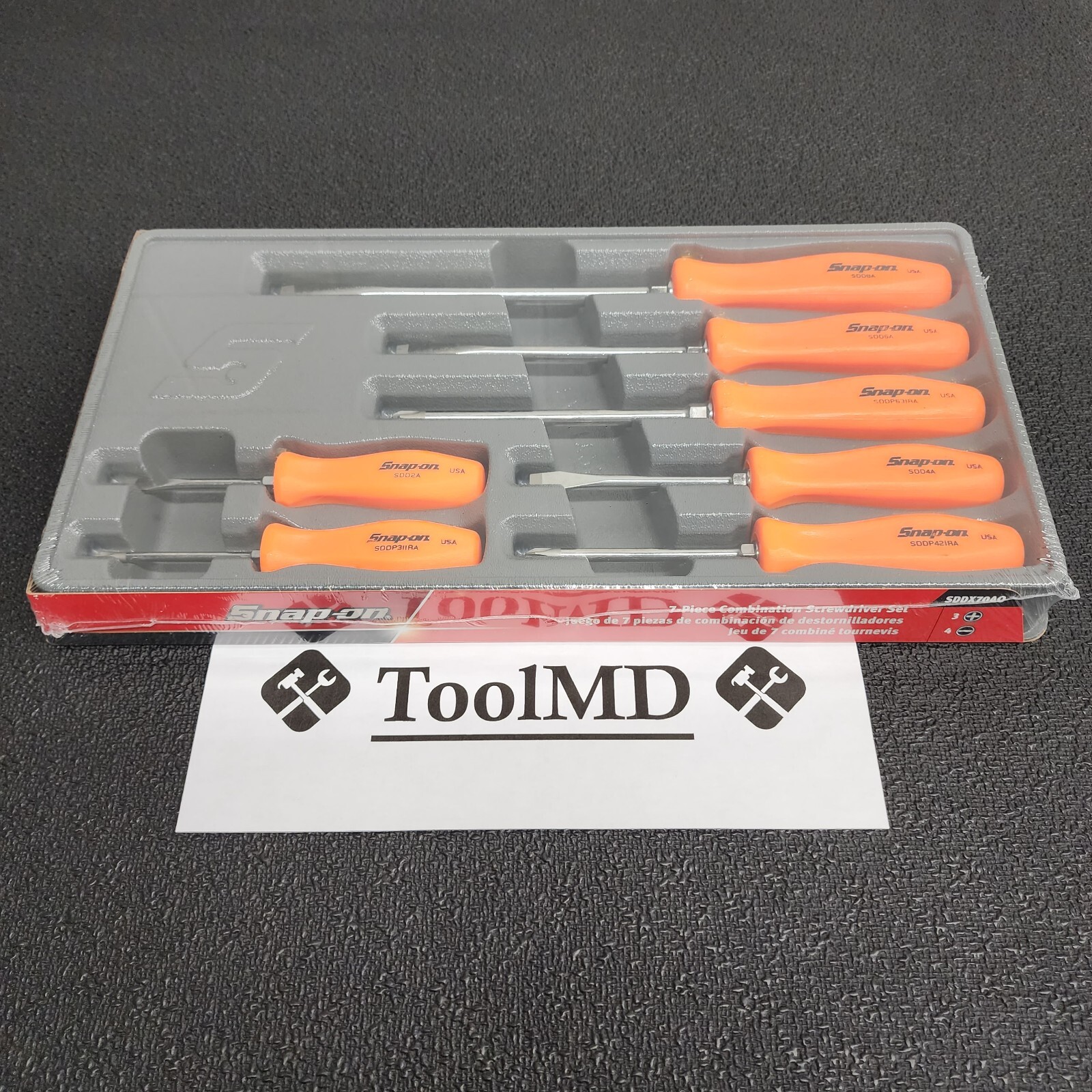 Snap-on Tools USA NEW 7pc ORANGE Hard Grip Combination Screwdriver Set SDDX70AO