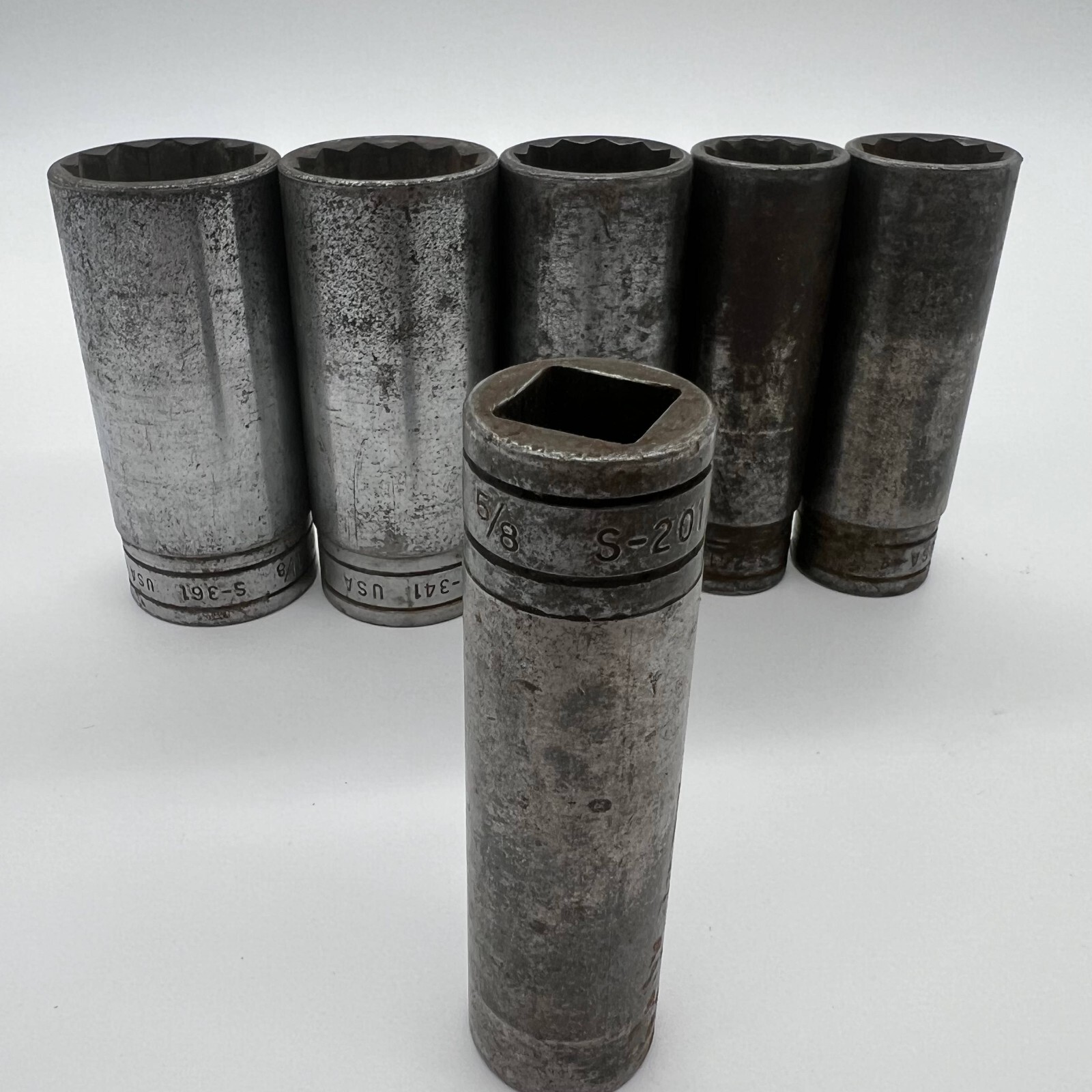7 Vintage Snap-on Deep Socket 1/2 Driv S-201 S-341 S-361 S-301 S-241 S-261 S-101