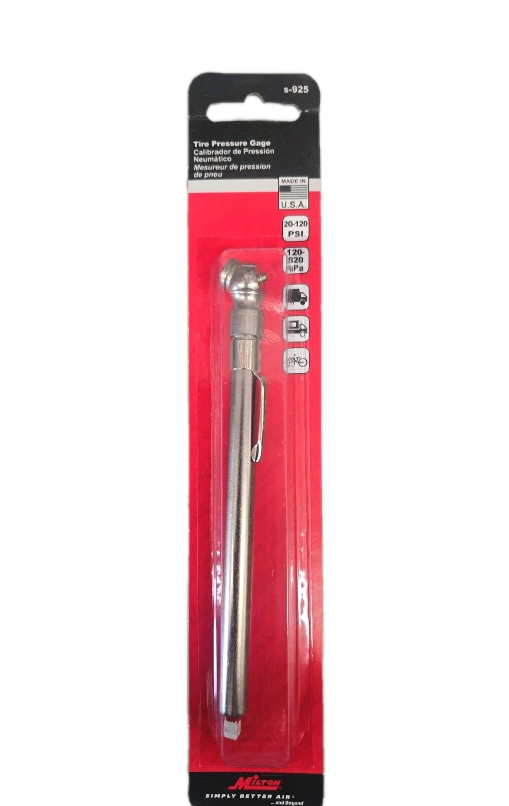 Milton S-925 Pencil Tire Gauge 20-120 PSI
