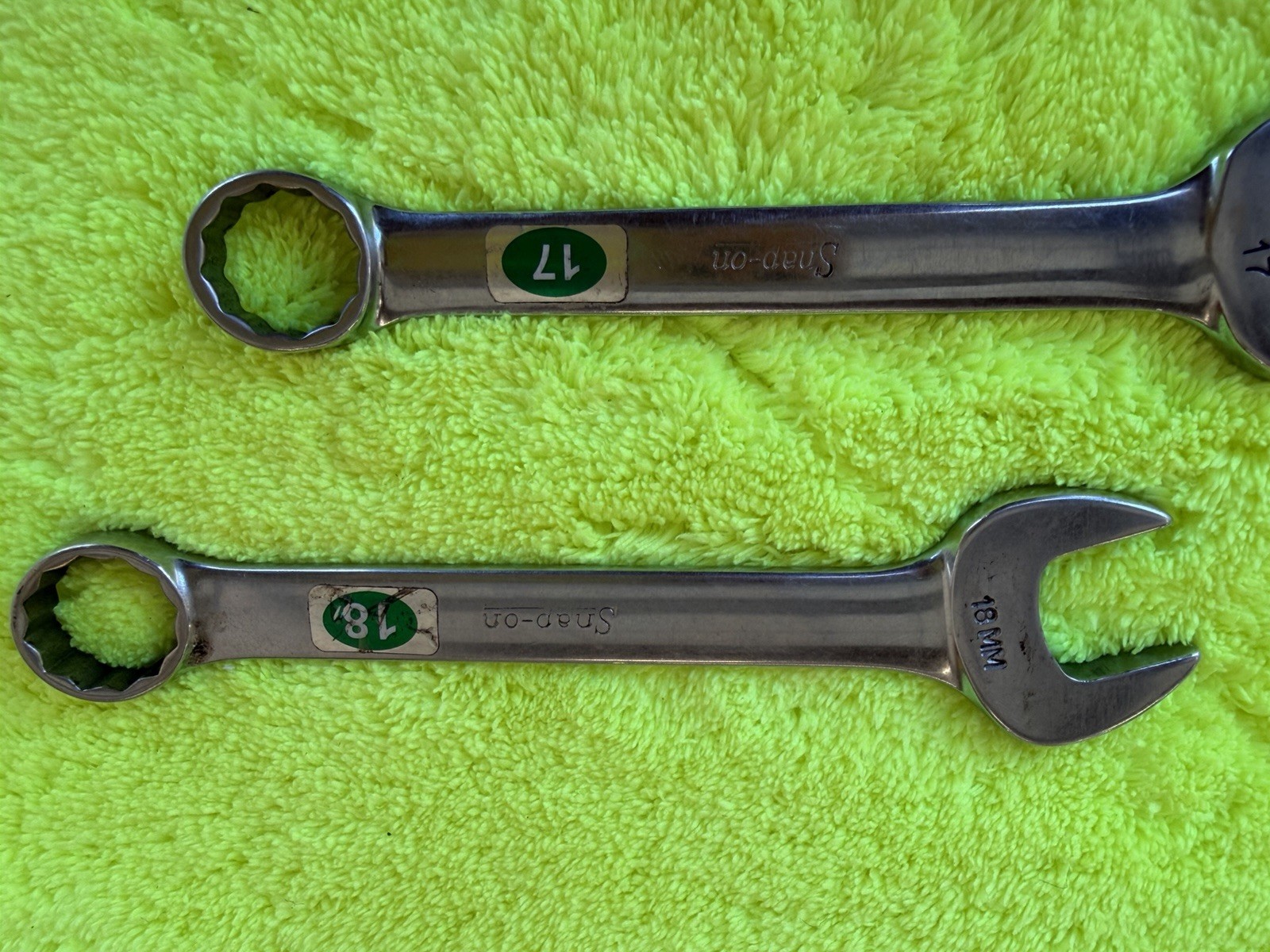 Snap-on 7 Pc Metric + Small mixed Combination Wrench Set
