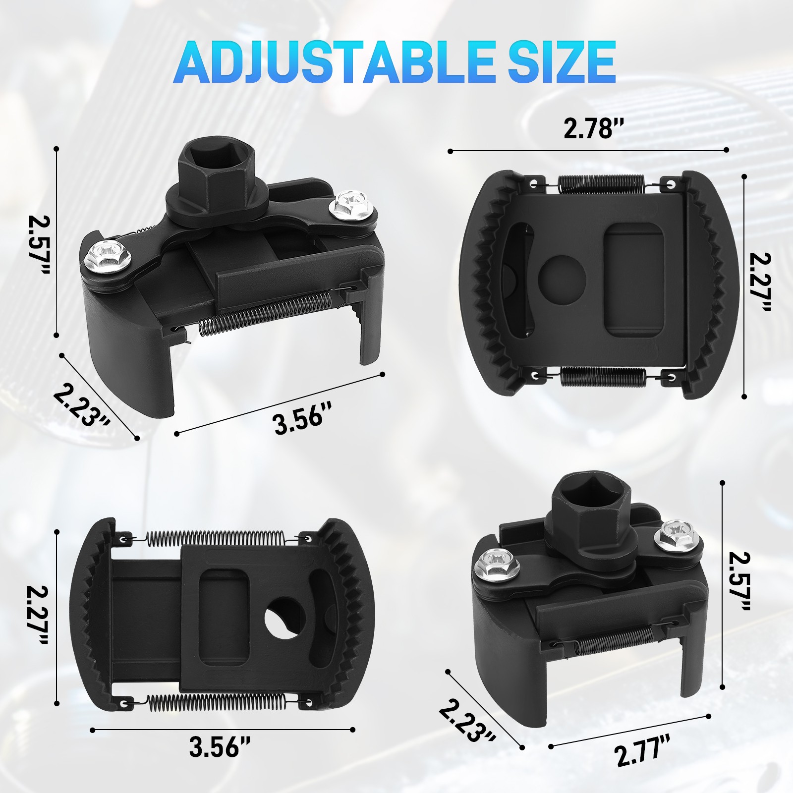 Universal Adjustable Oil Filter Wrench Set for 60mm-80mm Removal Tool Cap 1/2″