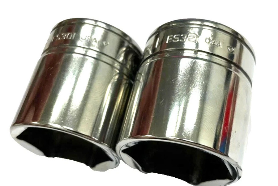 Snap-On Tools NEW 3/8″ drive 15/16″ & 1″ 6-point SHALLOW Sockets FS301 FS321