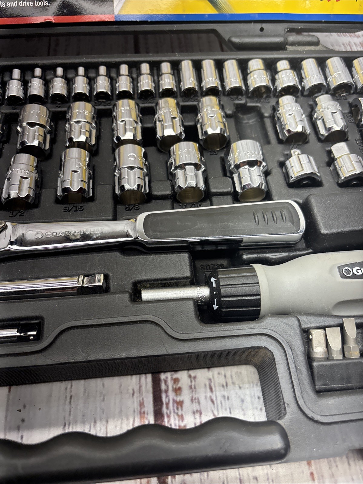 GearRatchet Vortex 60Pc Pass Thru 1/4” & 3/8” SAE Metric Socket