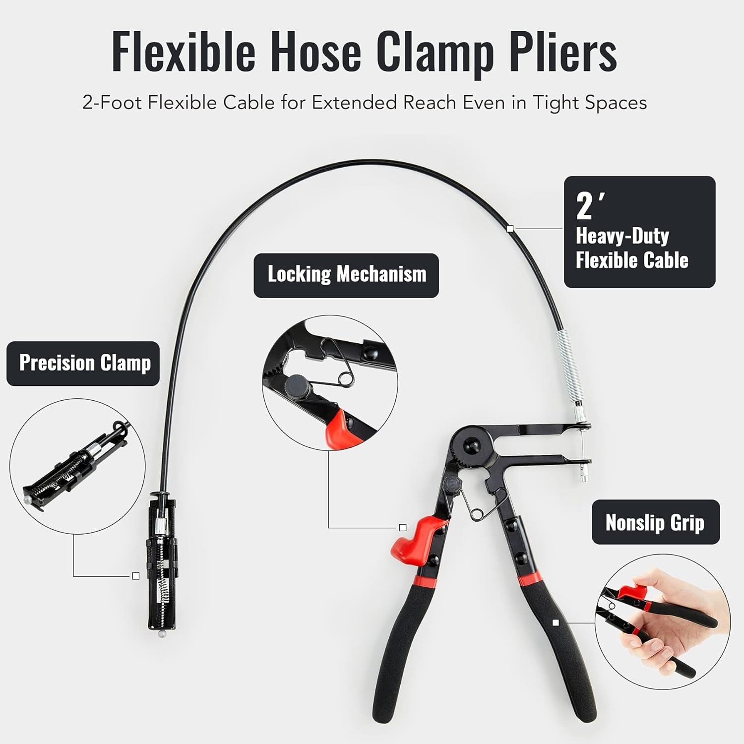 Flexible Long Reach Hose Clamp Pliers Set – Includes Clic-R & Swivel Jaw Tools