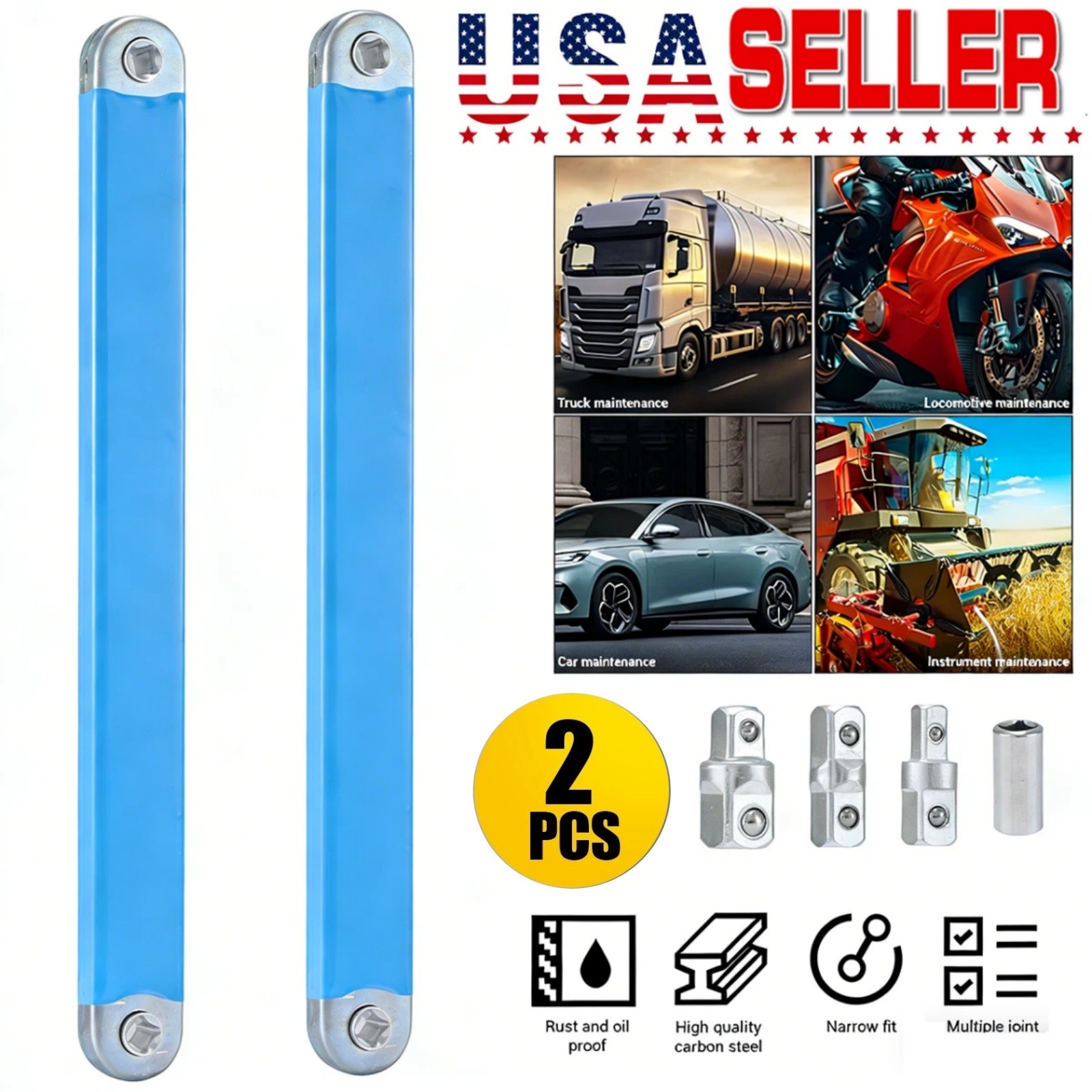 Upgraded Impact Ready Offset Extension Wrench, Tight Reach Extension Wrench 2PCS