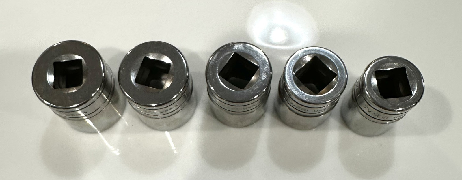 SNAP ON TOOLS Shallow Sockets 1/2” Dr 6pt Set Of 5 TW281,TW261,TW241,TW301,TW321