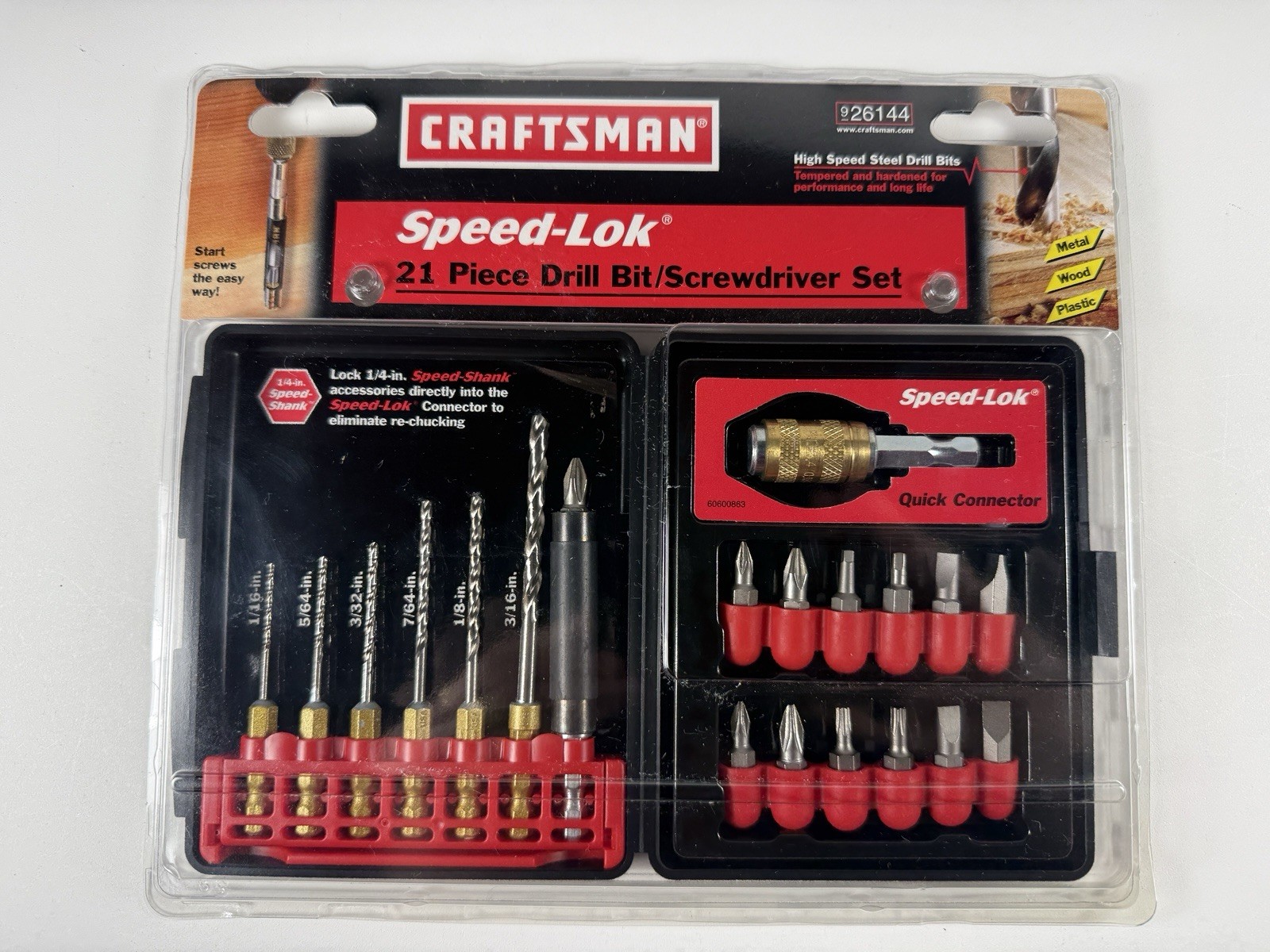 Sears Craftsman USA 21-Piece Speed-Lok Drill Bit / Screwdriver Set No 26144 NOS
