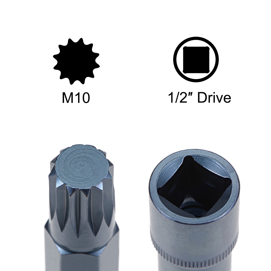 1/2-Inch Drive x M10 Triple Square Bit Socket Metric Extra Long 8″
