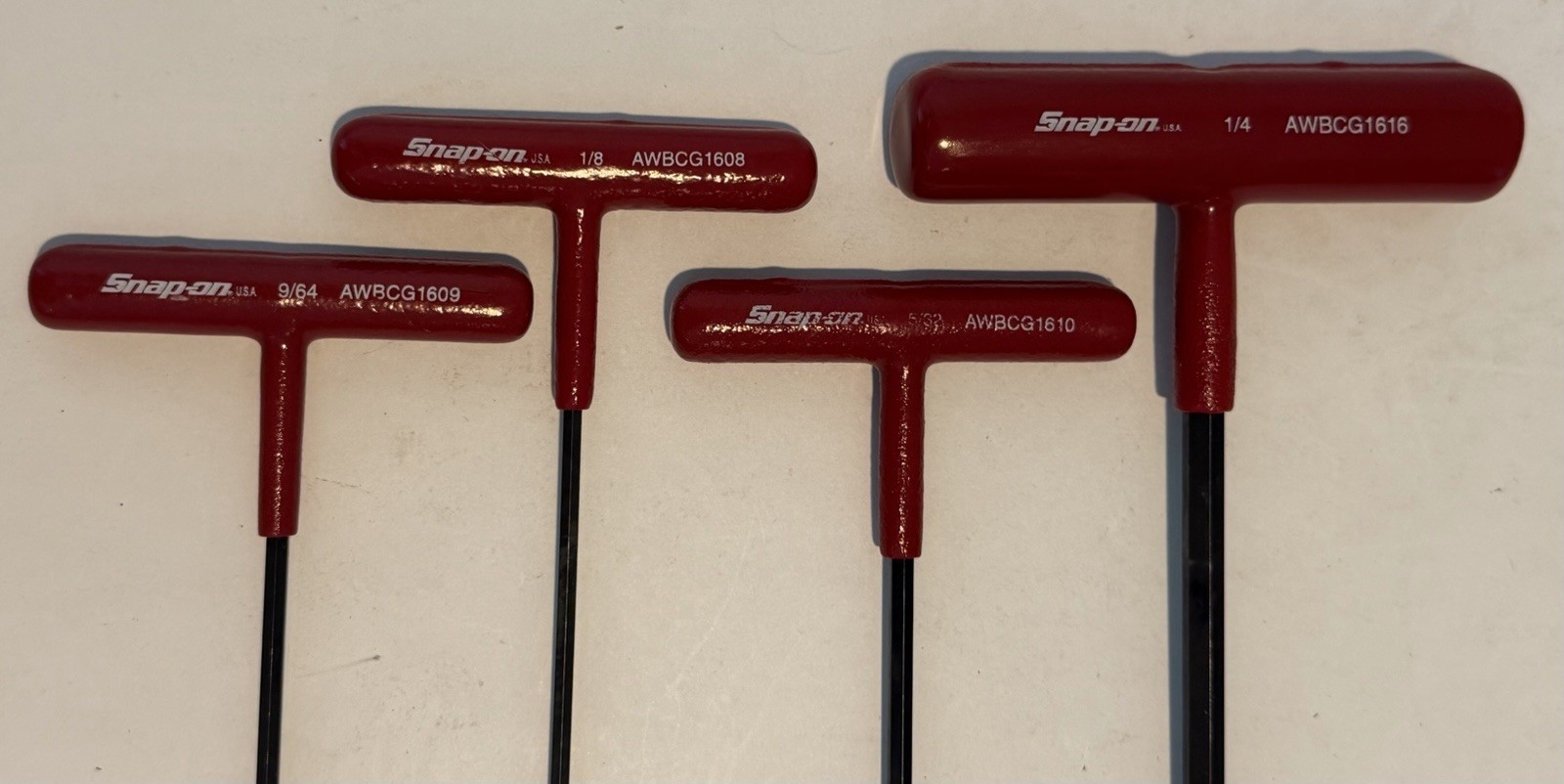 Snap-on Tools USA NEW 8pc SAE Soft Grip T-Handle Ball Hex Wrench Set AWBCG1600