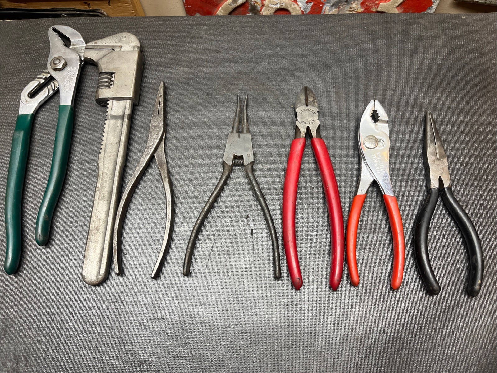 Vintage Mixed Pliers 7 Pcs Set Diamalloy, Stanley, Kraeuter, Proto Moore Tool