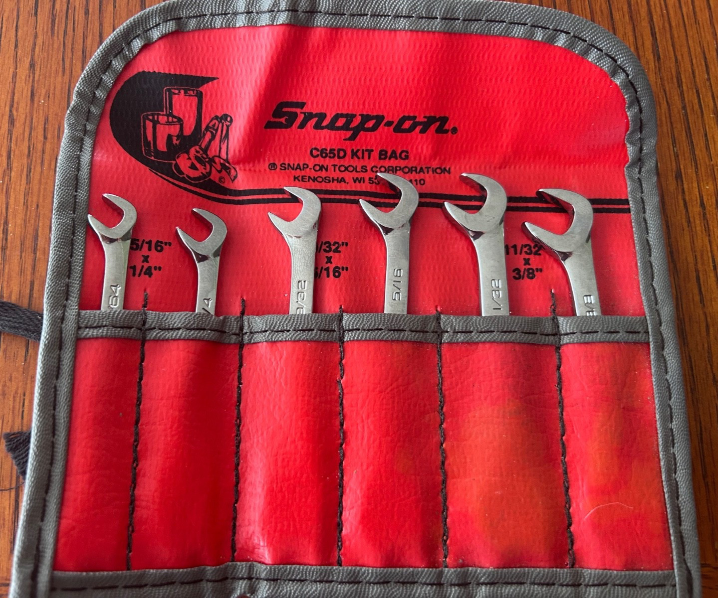 Snap On Tools C-65D 6 Pc Offset Open End Ignition Wrench Set With Roll Bag