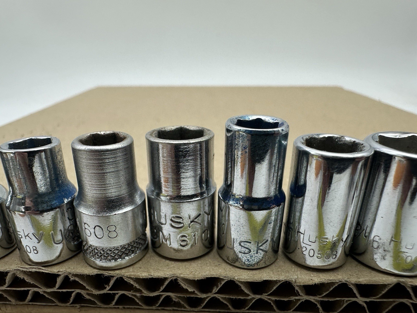 Set Lot of 11 Mixed Husky USA SAE Metric 1/4″ Drive Sockets Assorted Sizes