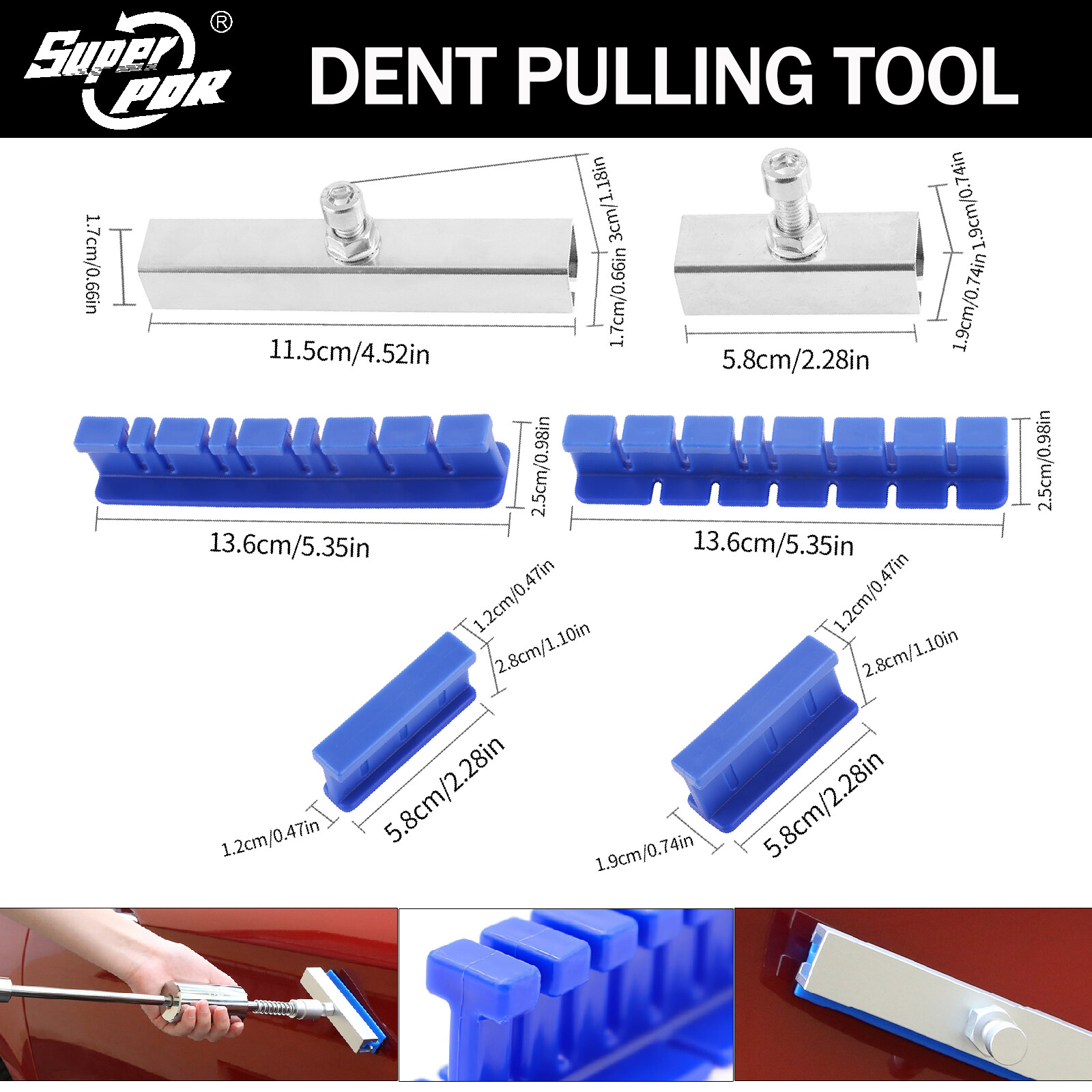 118PC Car Paintless Dent Puller Lifter Tool Kit Body Repair Hail Removal Tab PDR