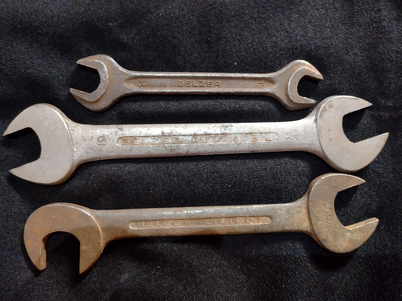 BELZER AUTOMOBILE SPANNERS: SIZE; 22×22 & 19×17 & 13X12 VINTAGE TOOL KIT