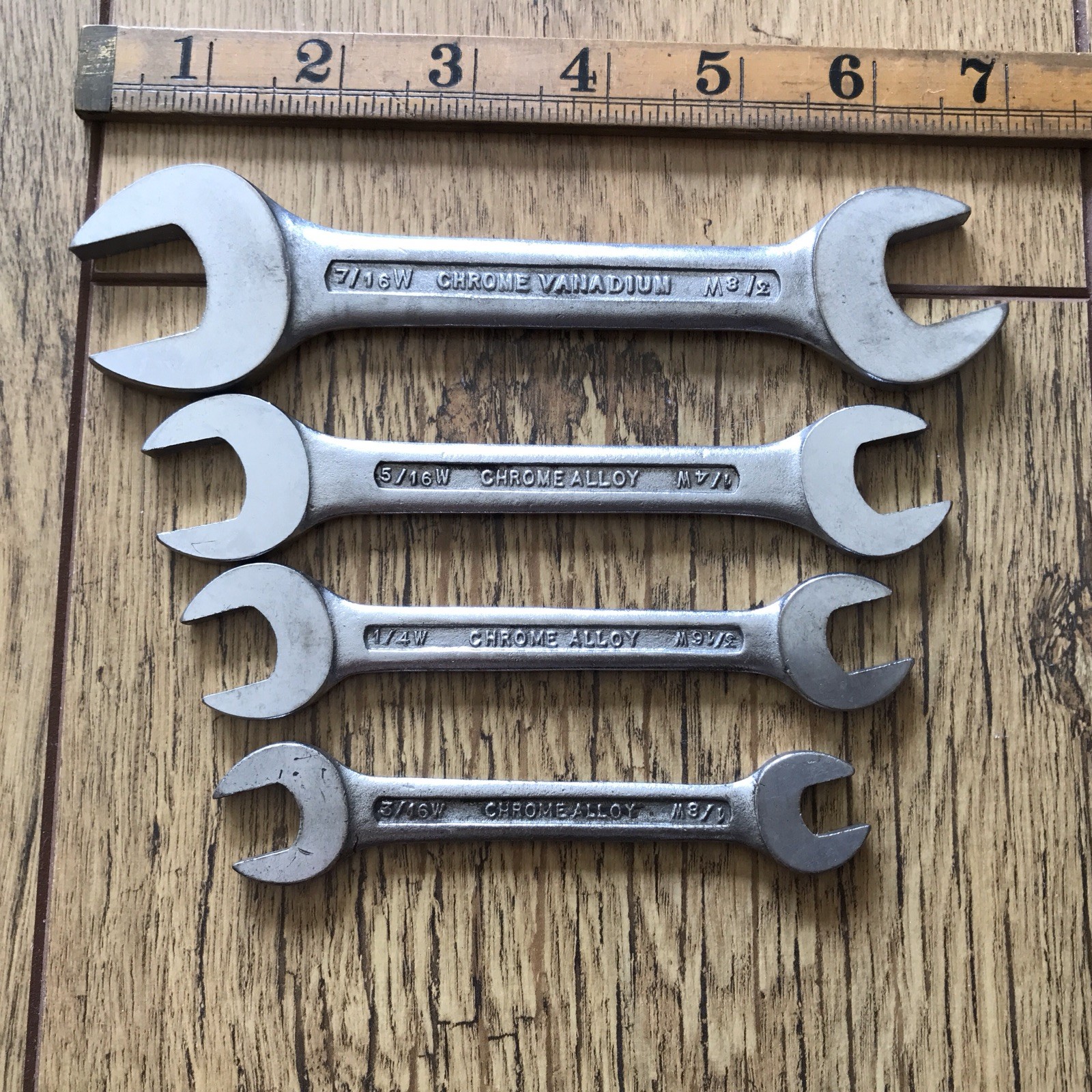 4 Vintage Gordon Tools Short Open Ended Spanner’s 7/16” To 1/8” Whitworth.