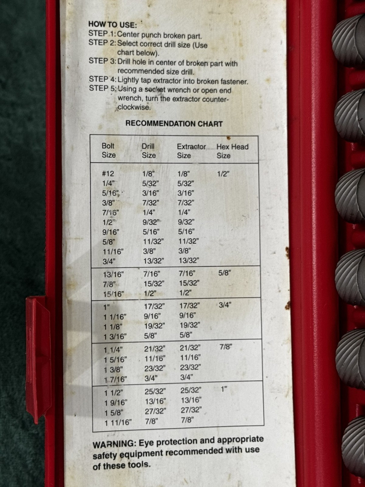 Mac Tools Screw Extractor Set 25 PC 1/8″ – 13/32″ With Case