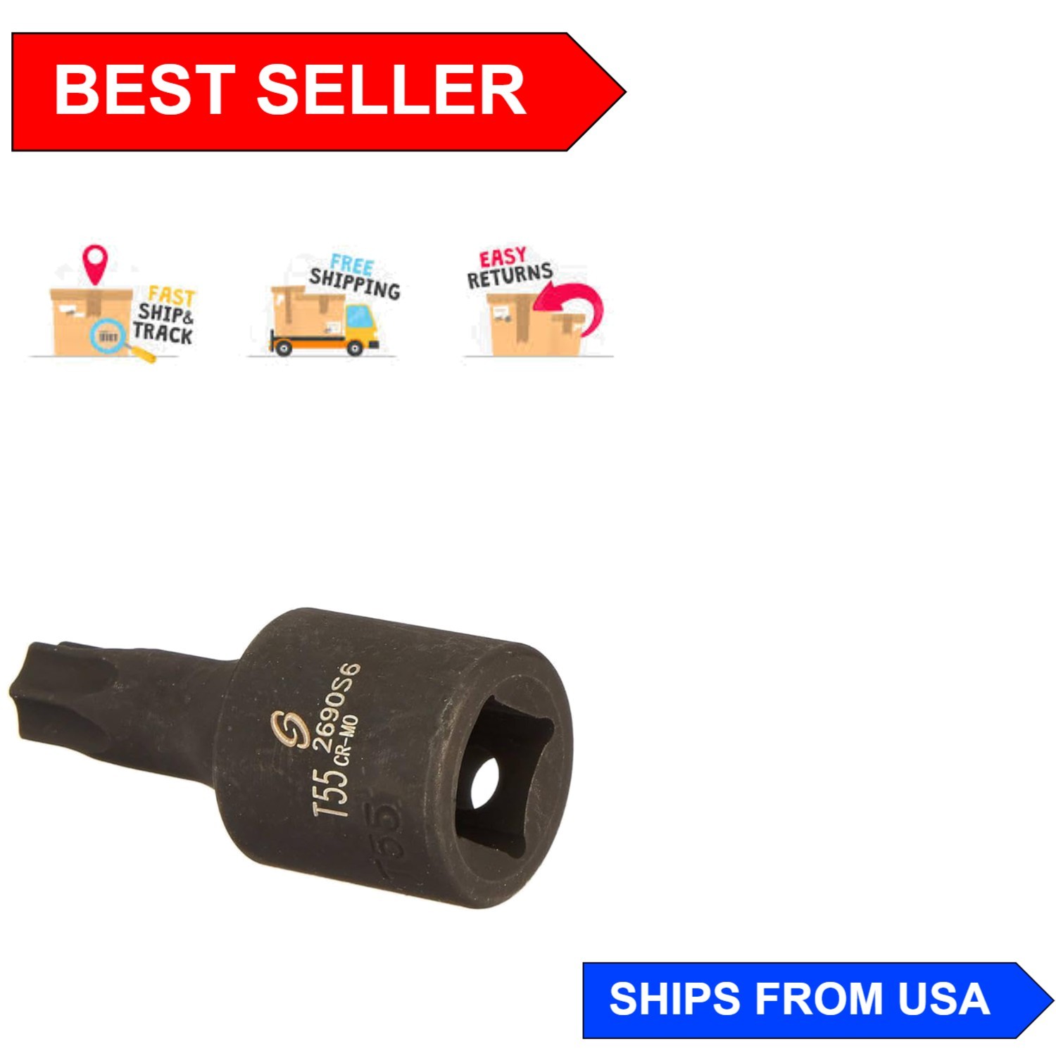 1/2-Inch Drive T55 Internal Star Impact Socket – Lifetime Guaranteed Quality