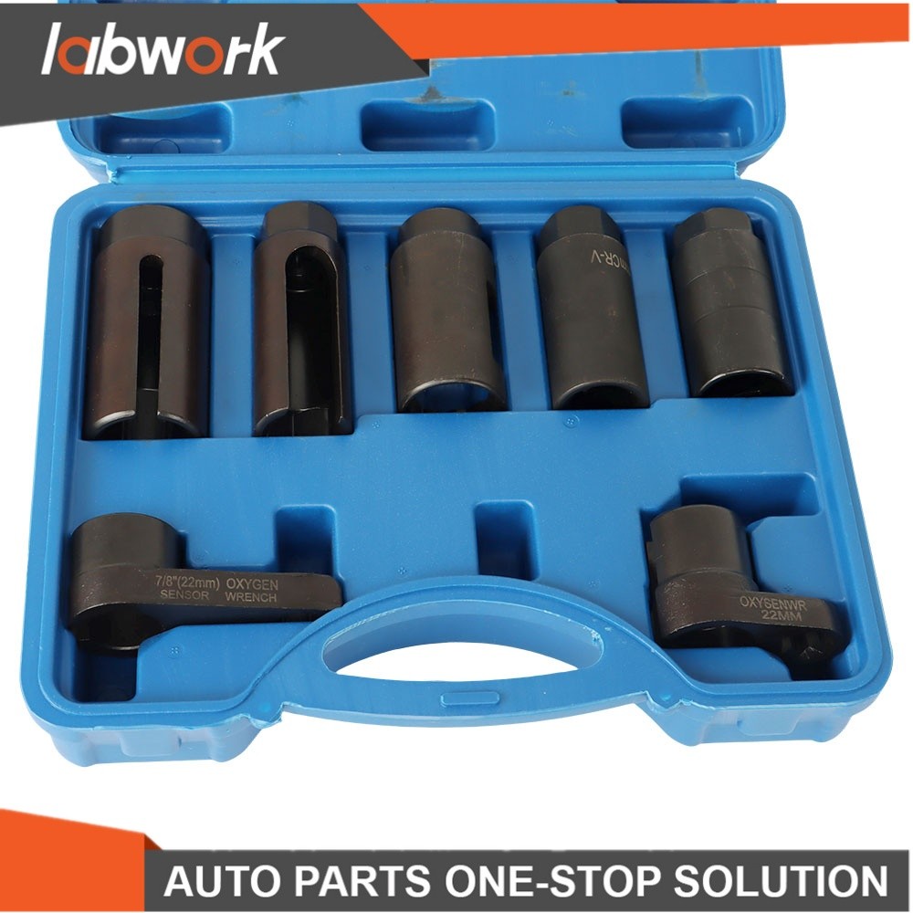 Labwork 7Piece 22mm 27mm 29mm Oxygen O2 Sensor Wrenches Socket Tool Kit