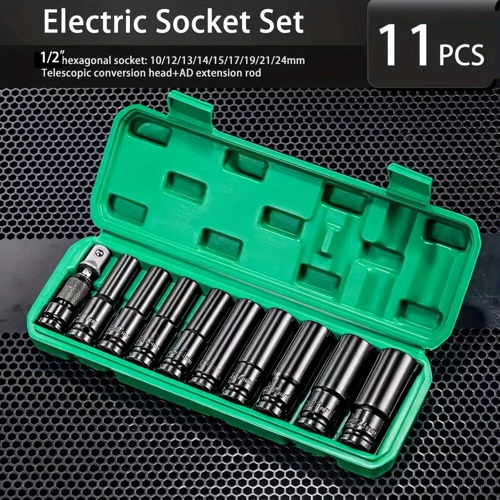 20PCS 1/2»Deep Impact Sockets Set Drive Metric 8mm-32mm Deep 6-Point Set w/case