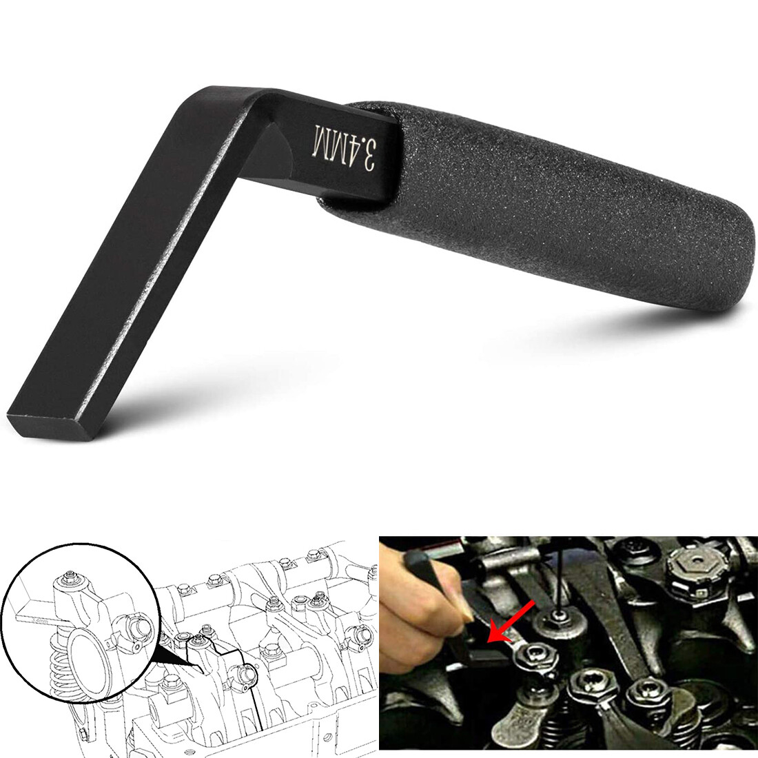 7MM Black ISX Engine Brake Adjustment Tool Jake Brake Feeler Gauge For Cummins