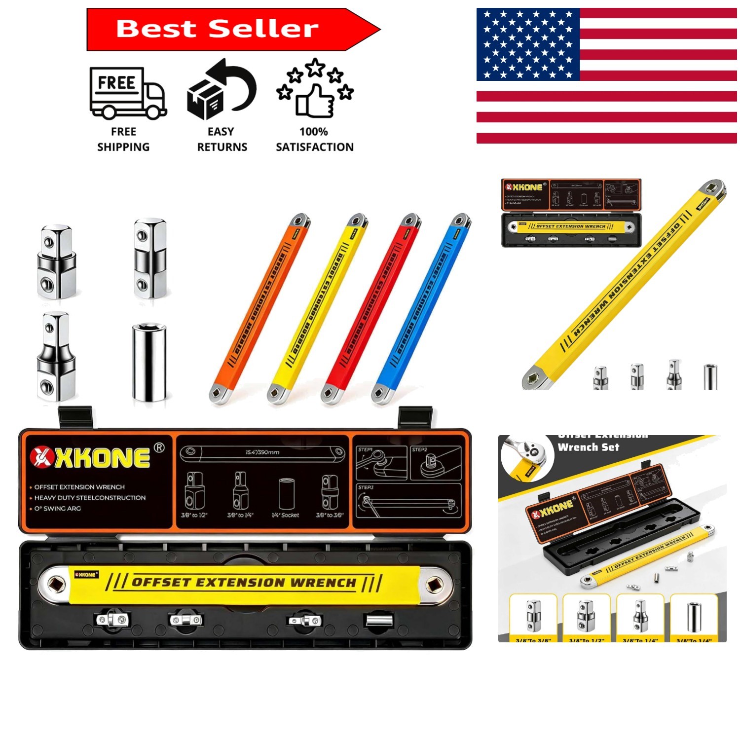 Versatile Offset Extension Wrench Kit – Ideal for Tight Spaces & Repairs