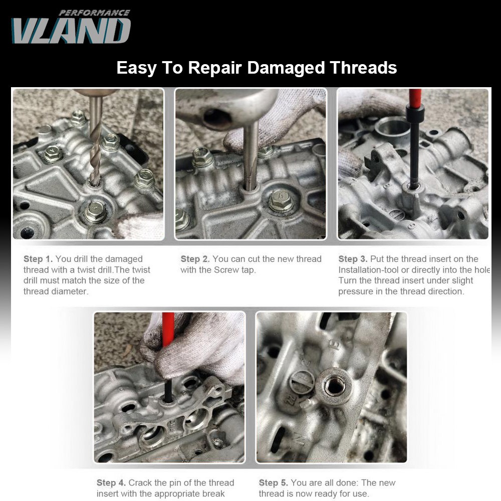 131 Pcs/Set Metric Thread Repair Insert Helicoil Threading Tool M5/M6/M8/M10/M12