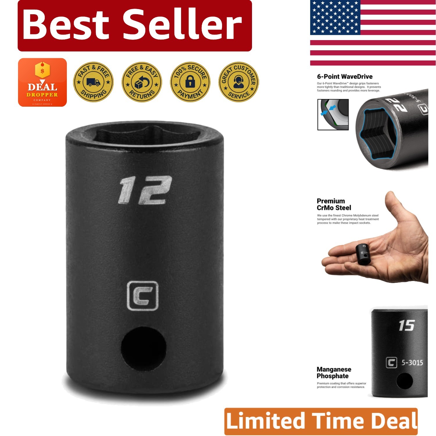 High-Performance 12 mm 3/8-Inch Drive Impact Socket – Ideal for Heavy-Duty Use
