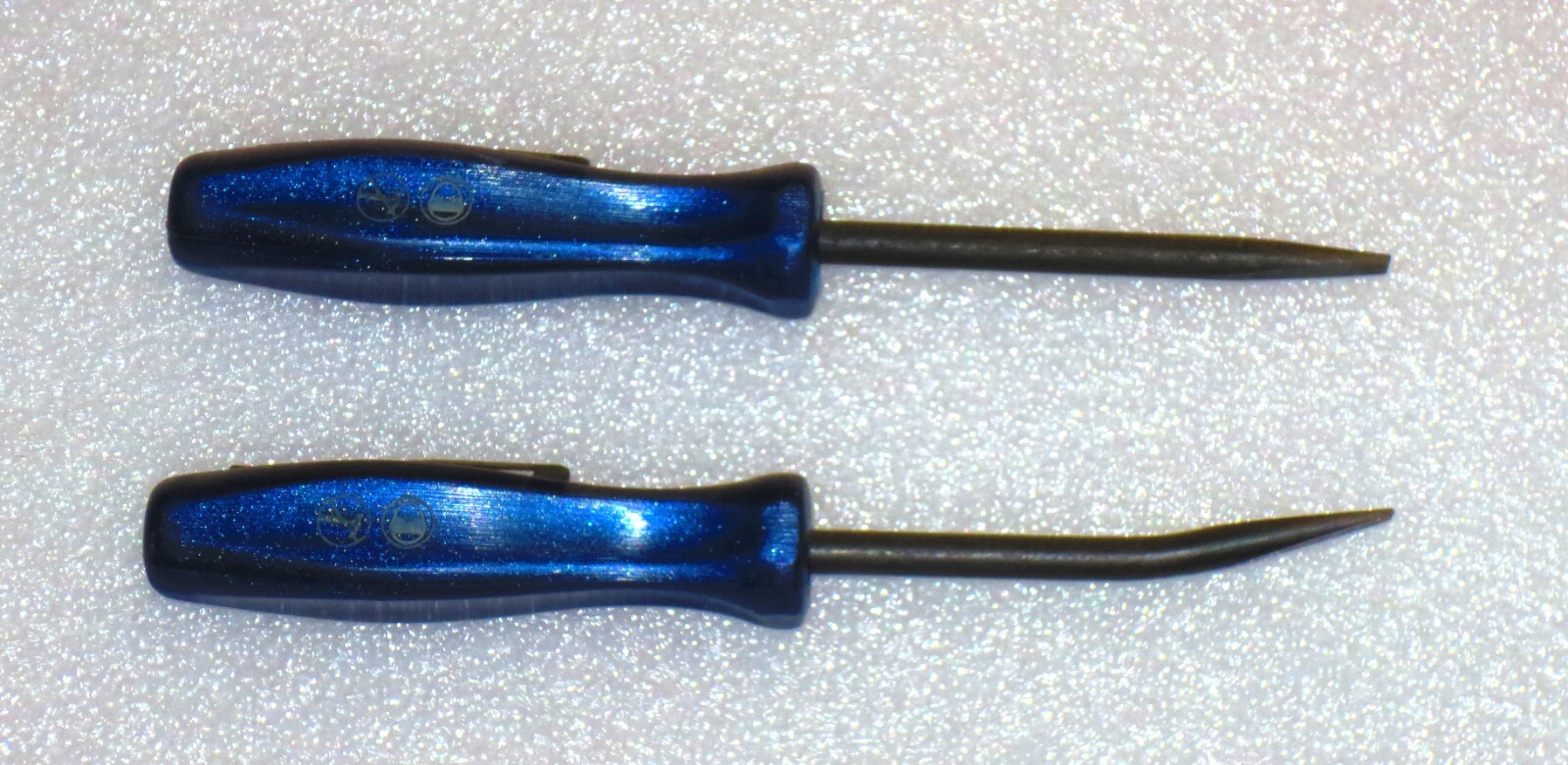 *NEW* Snap-On POCKET PRY BAR SET~ BENT & STRAIGHT *BLUE HARD HANDLES* PBMB5, 5″