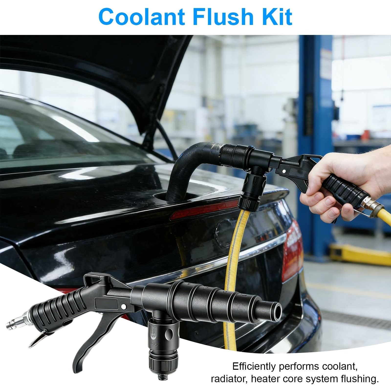 Coolant System Flush Gun Radiator Flusher Air Water Kit Nozzle for 19-40mm Hoses