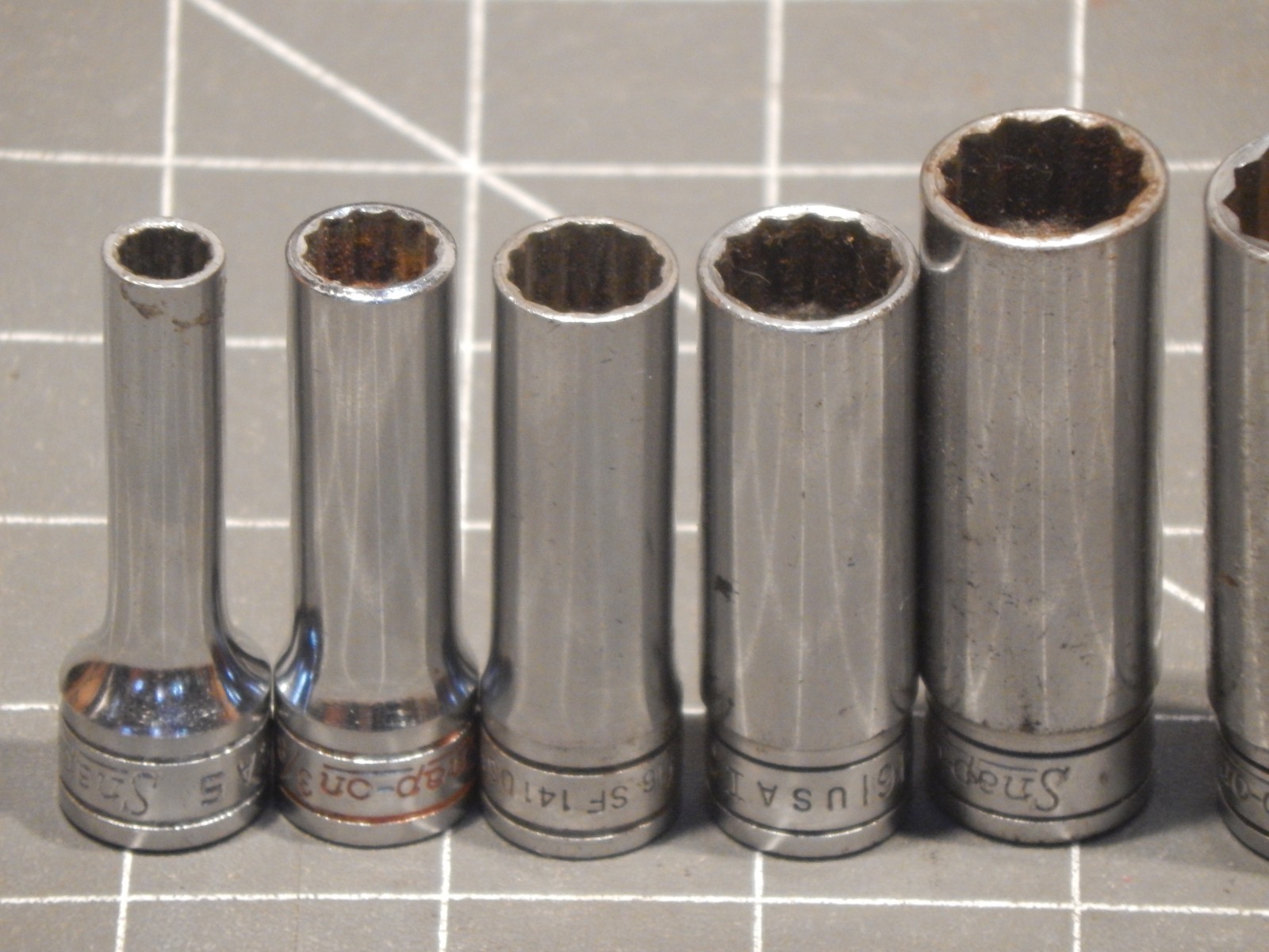 Snap On 11Pc SAE 3/8″ Drive Deep Socket Set 1/4″ 7/8″ 12Pt Dr 19/32″
