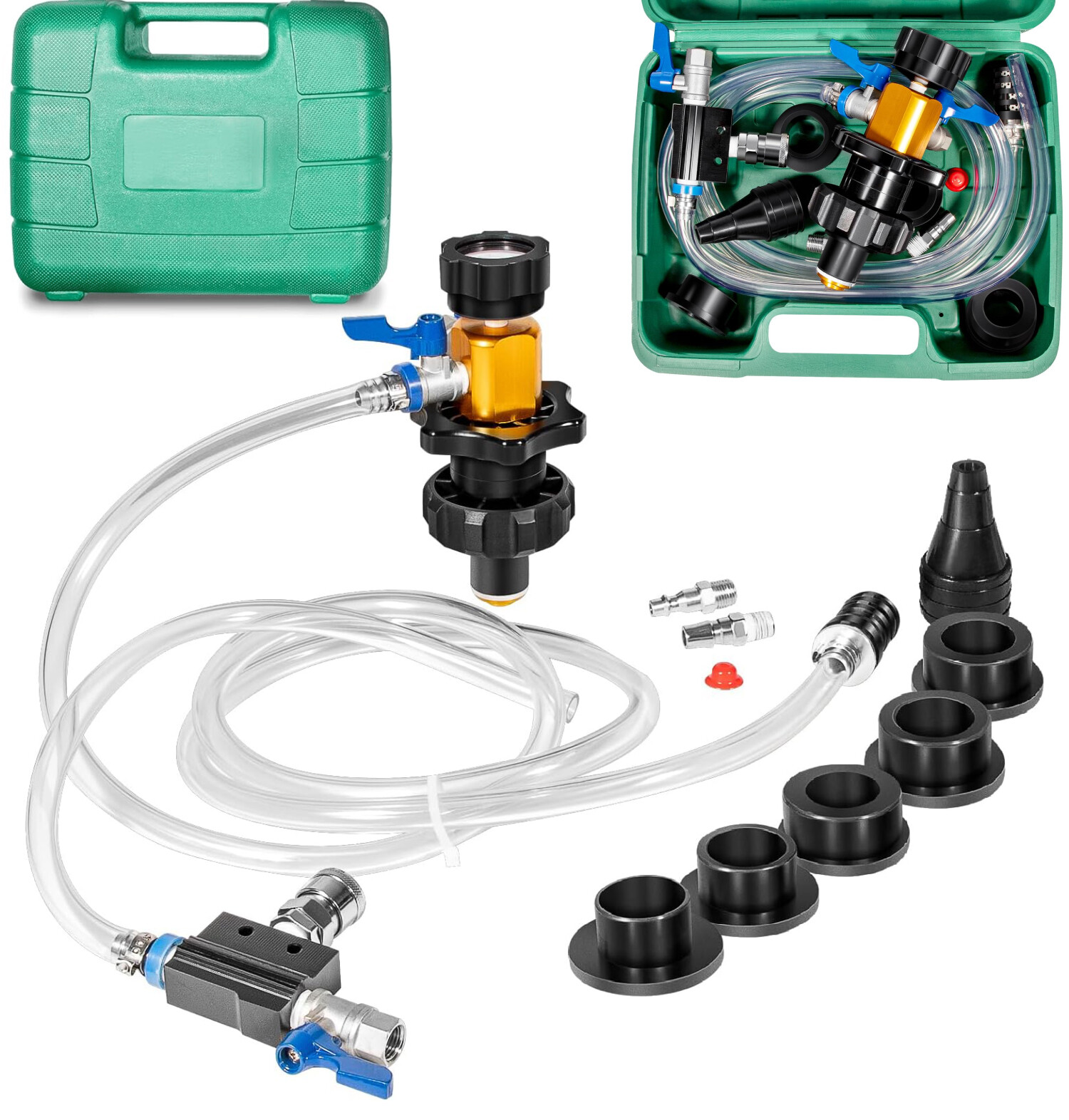 24444 Universal Coolant System Refiller Tool Kit Vacuum Leak Tester For Vehicles