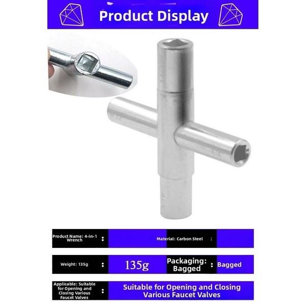 Water Valve Tool 4-in-1 Wrench Multi-size Compatibility Pocket Portable